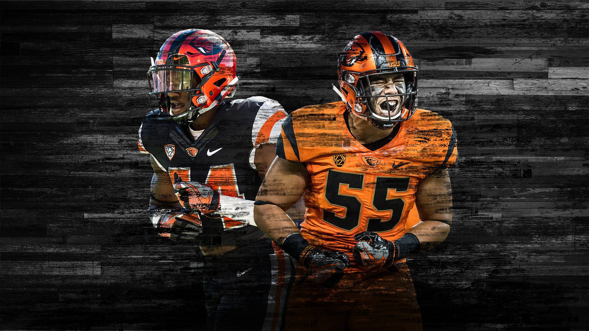 Players Of The Oregon State University Beavers Football Team In Action Background