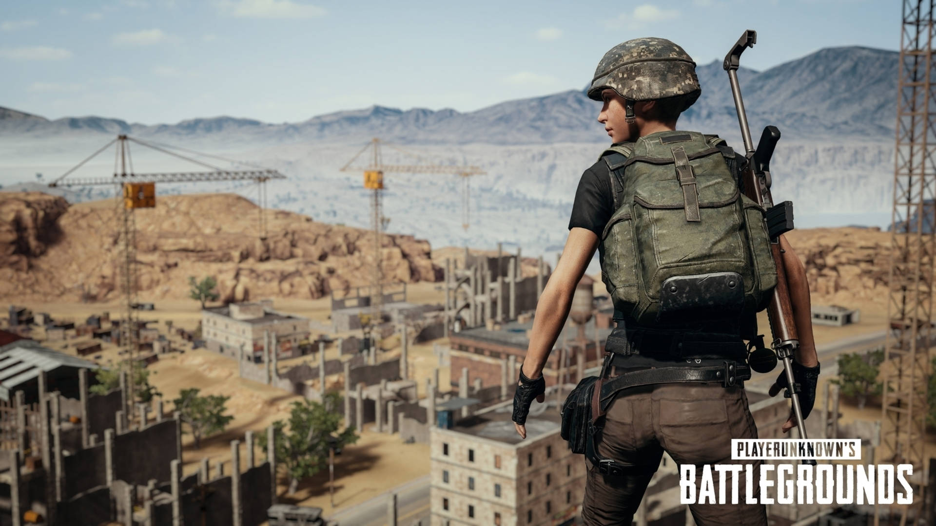 Playerunknown's Battlegrounds Soldier In Construction Site Background