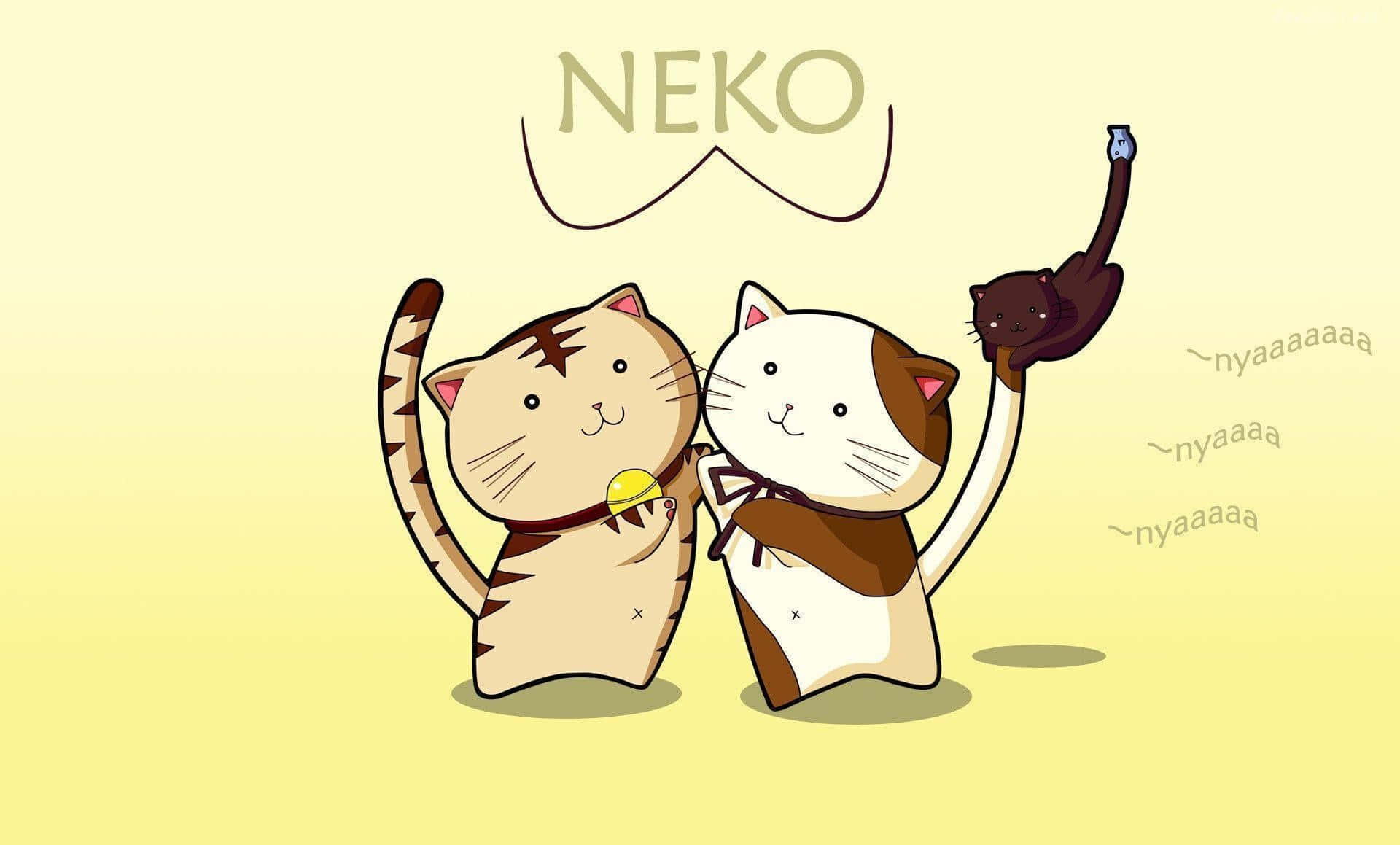 Playful Cats Cartoon Illustration Background