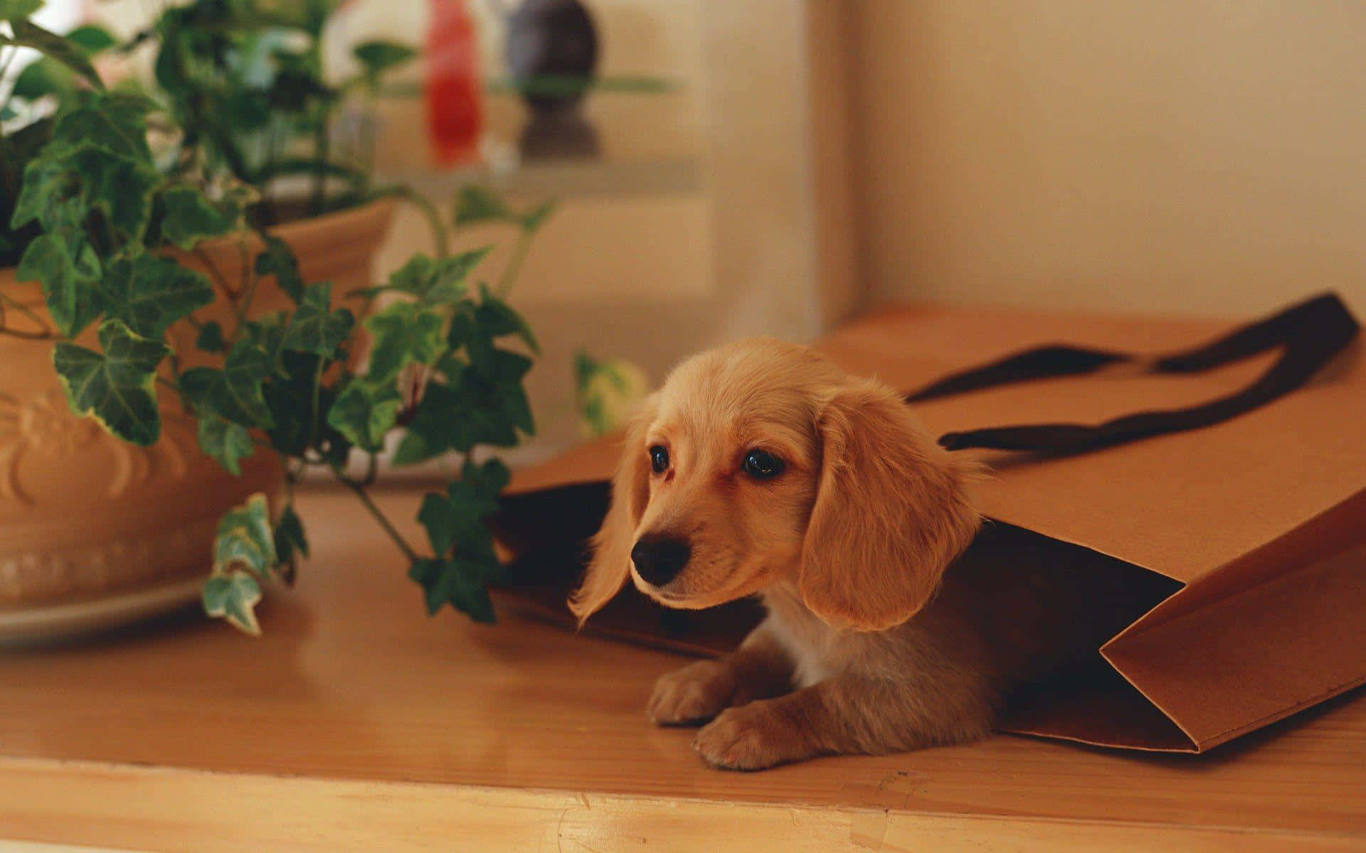 Playful Dachshund Running In The Grass