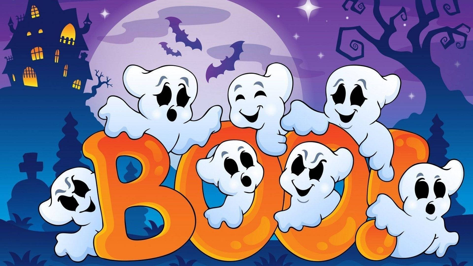 Playful Ghost Cartoon Halloween Background