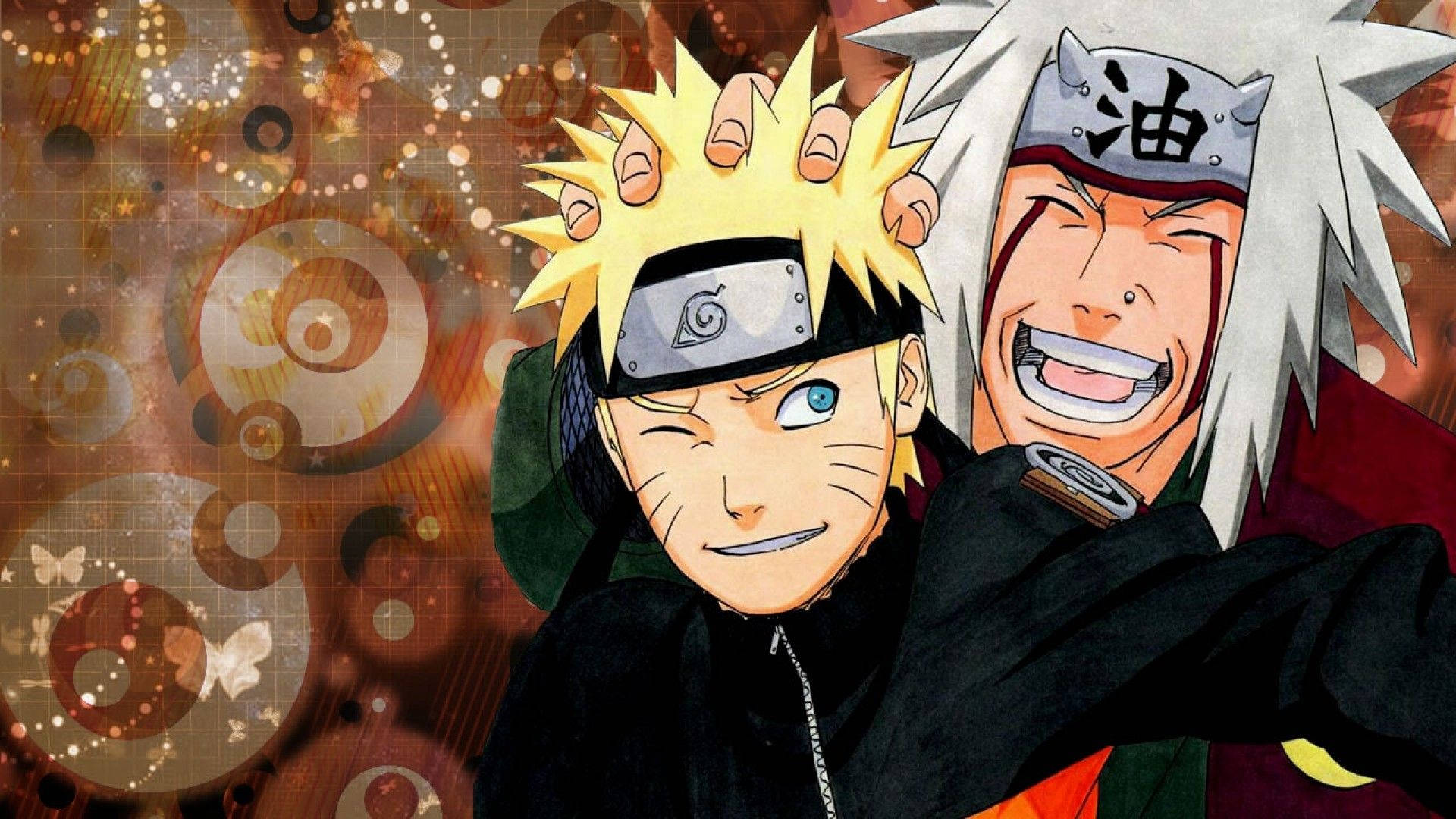 Playful Jiraiya And Naruto Background