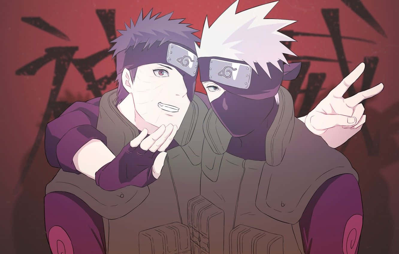 Playful Kakashi And Obito Background