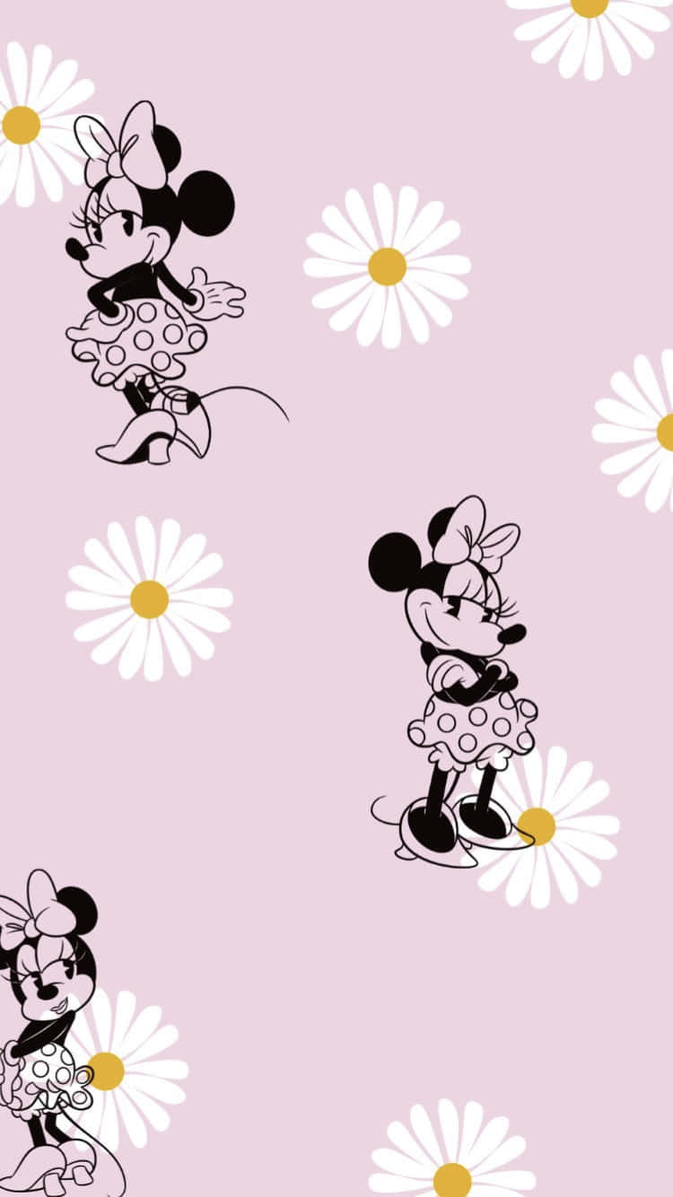 Playful Minnie Mouse In Her Favorite Color Pink Background