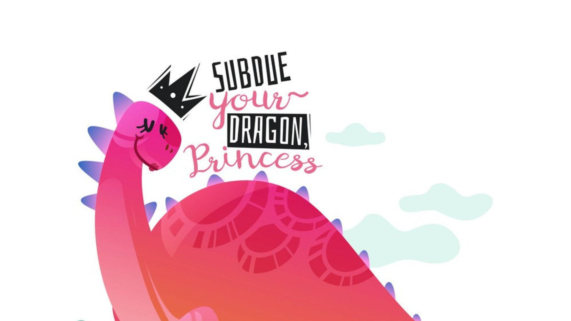 Playful Pink Dinosaur Princess With Sparkling Tiara Background