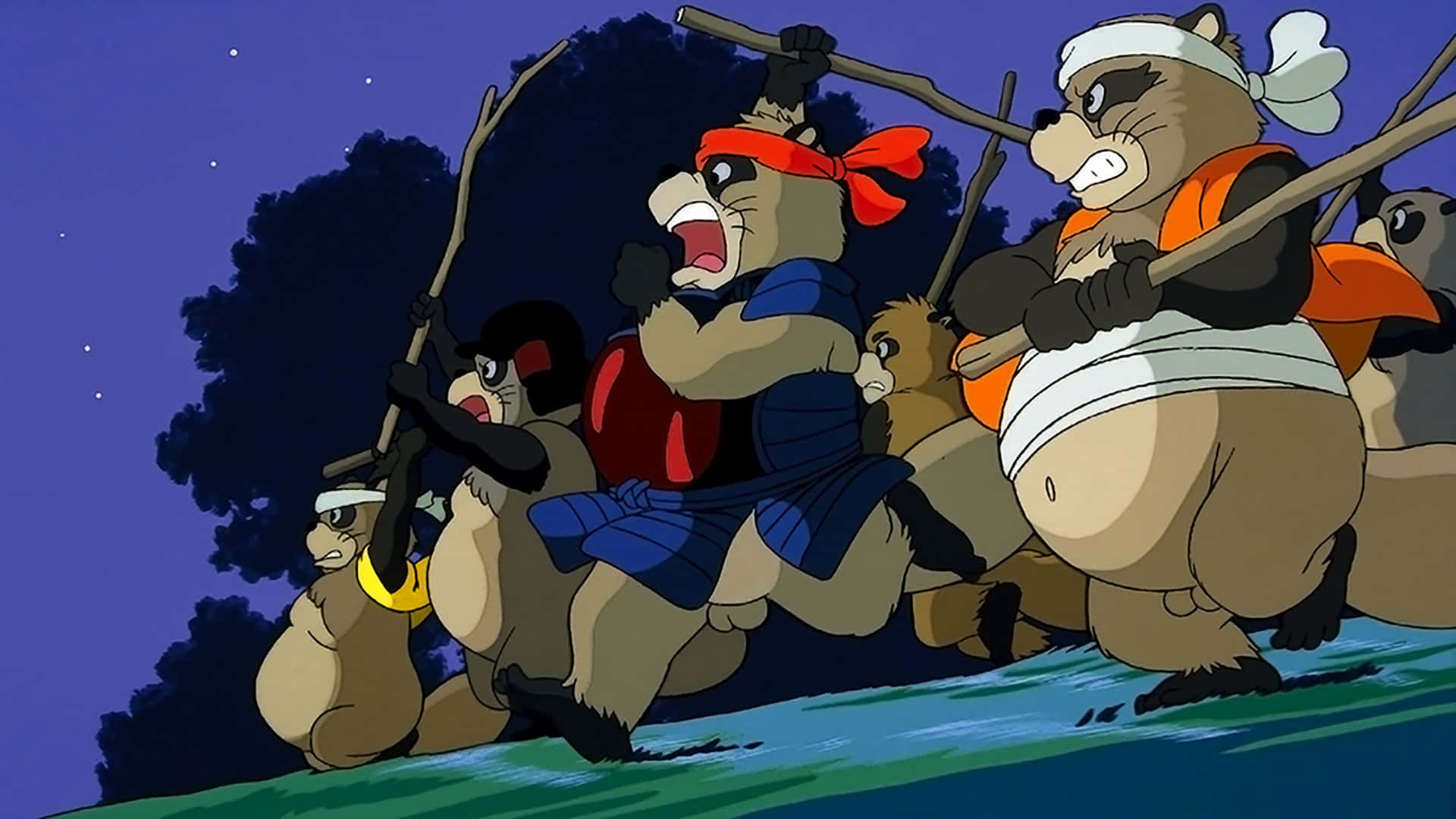 Playful Raccoons In Pom Poko Scene Background