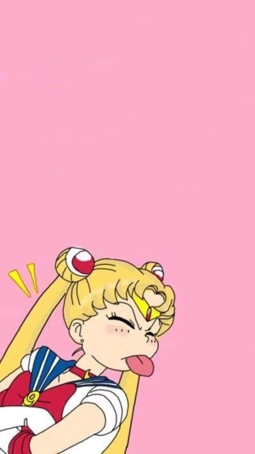Playful Sailor Moon Pink Background Background