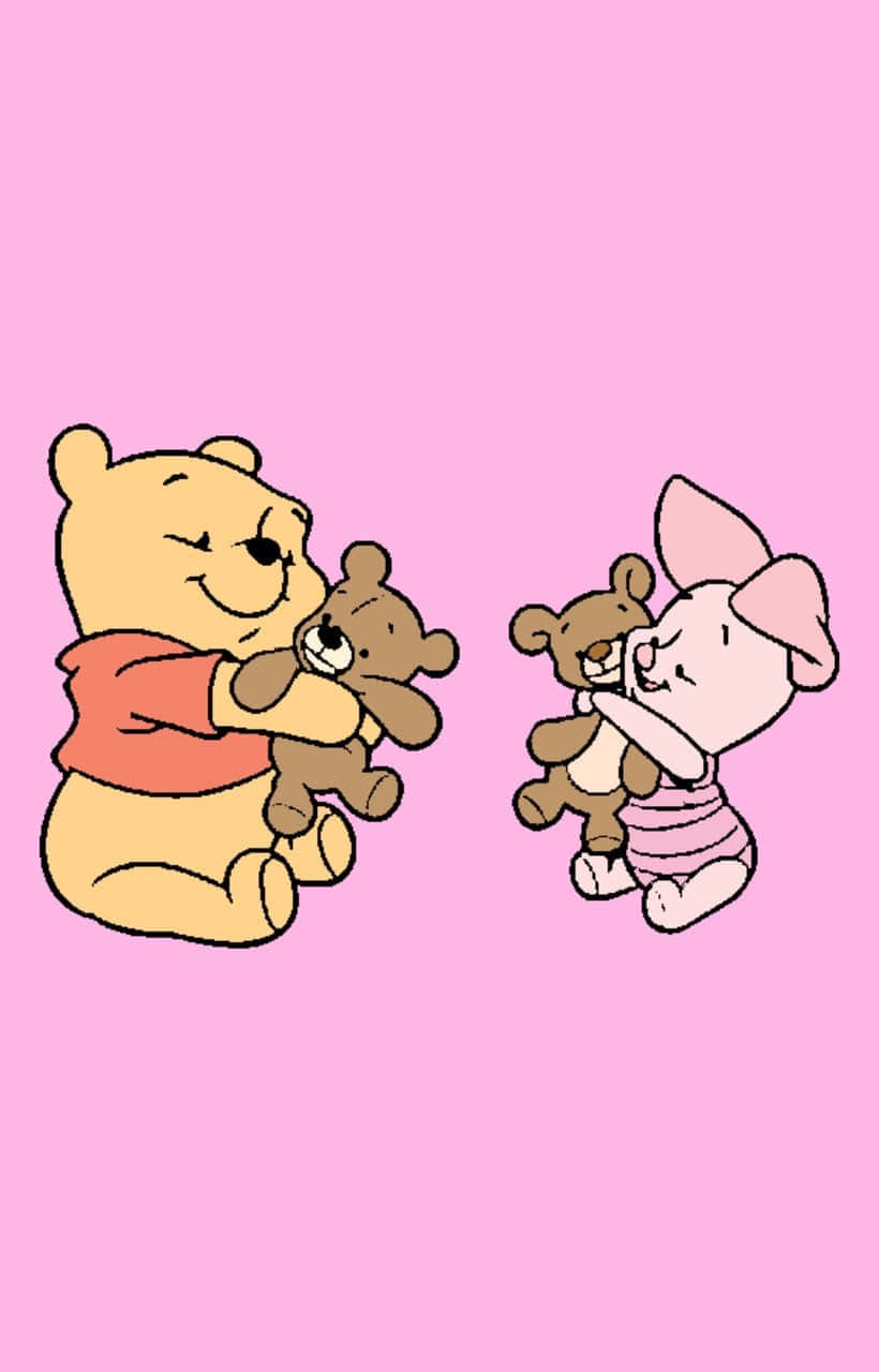 Playful Winnie The Pooh Aesthetic With Piglet Background