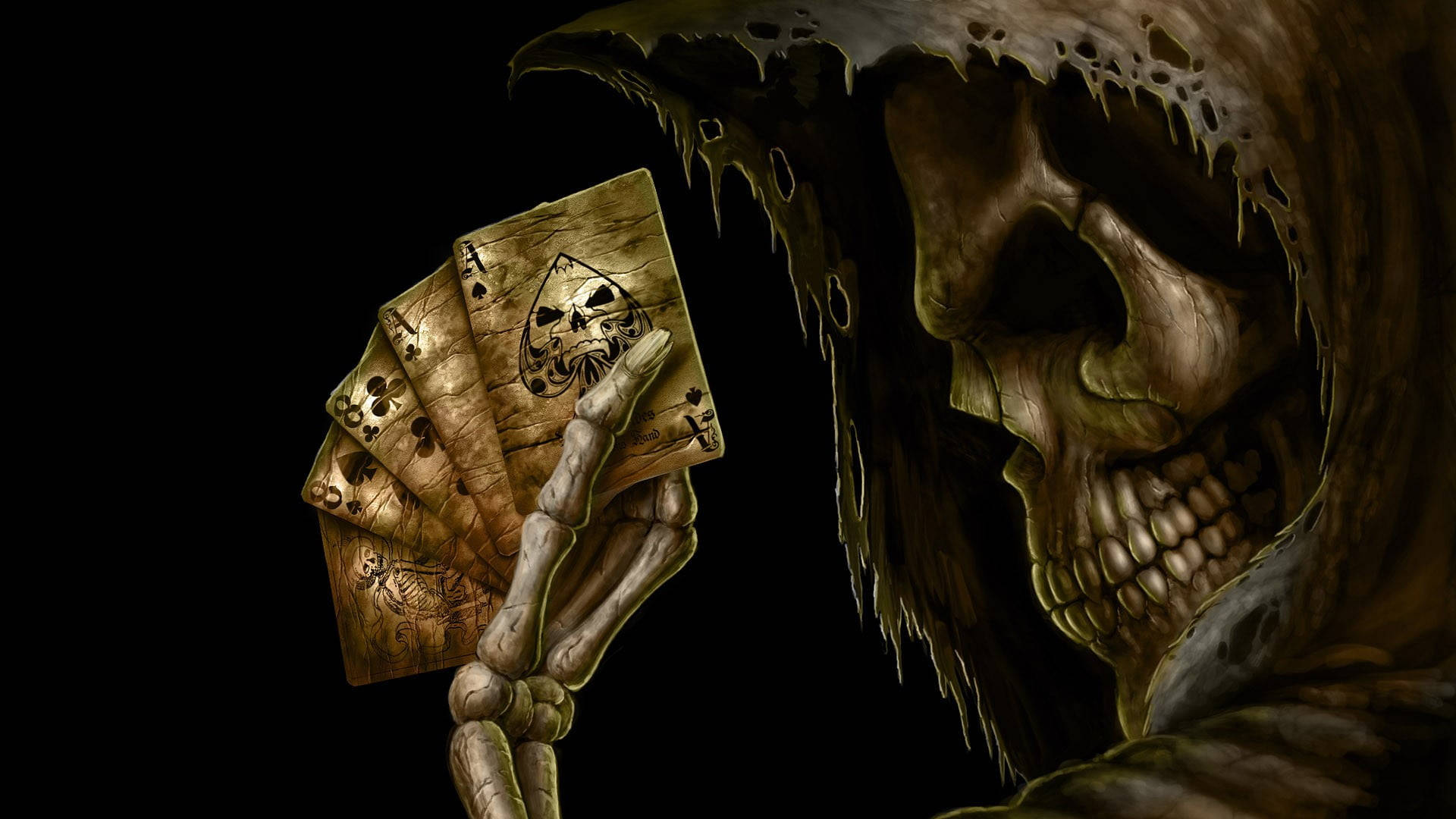 Playing Cards Skeleton Desktop Background