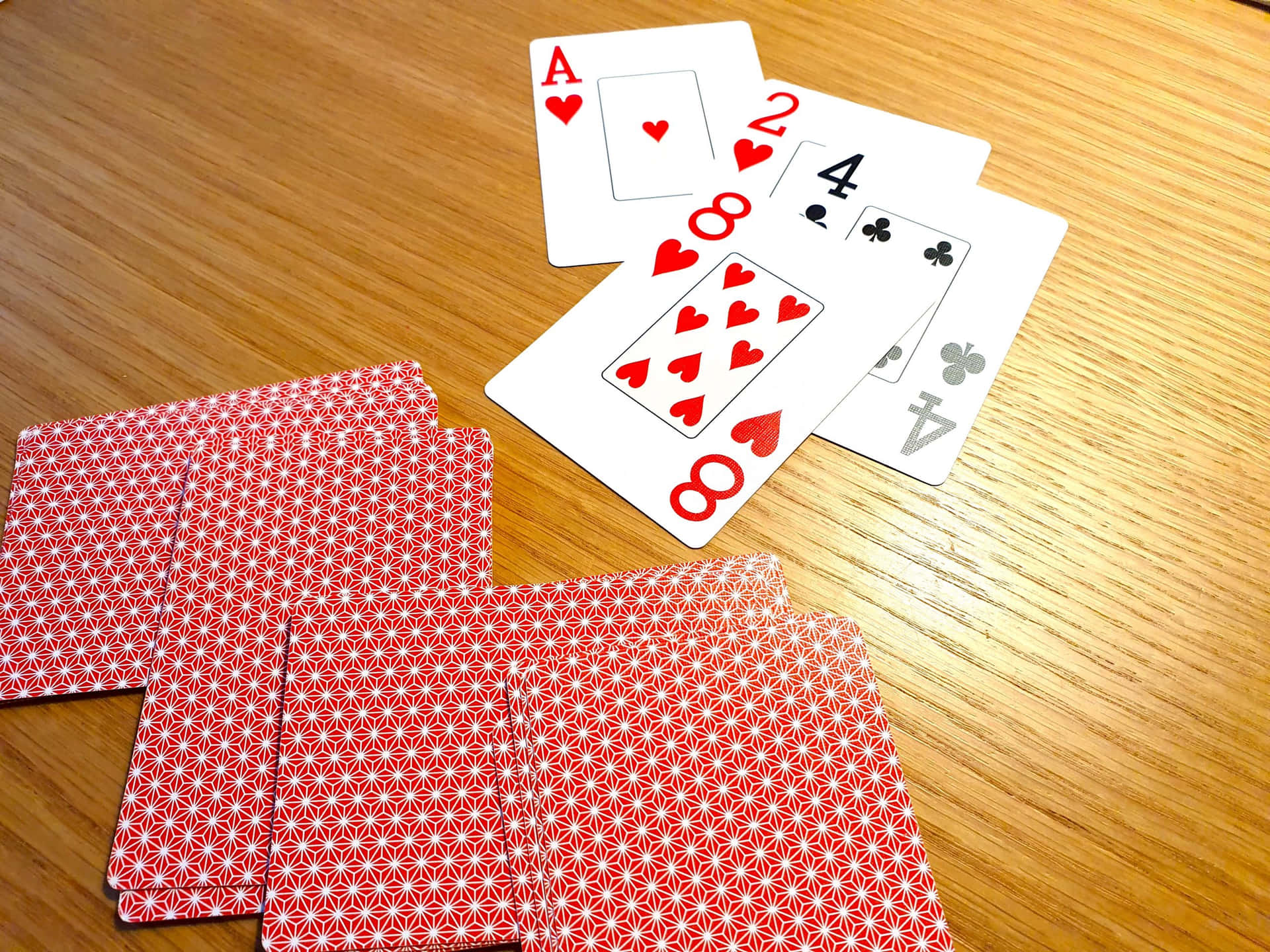 Playing Cardson Wooden Table