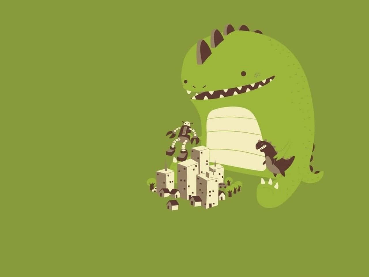 Playing Cute Dinosaur Desktop Background