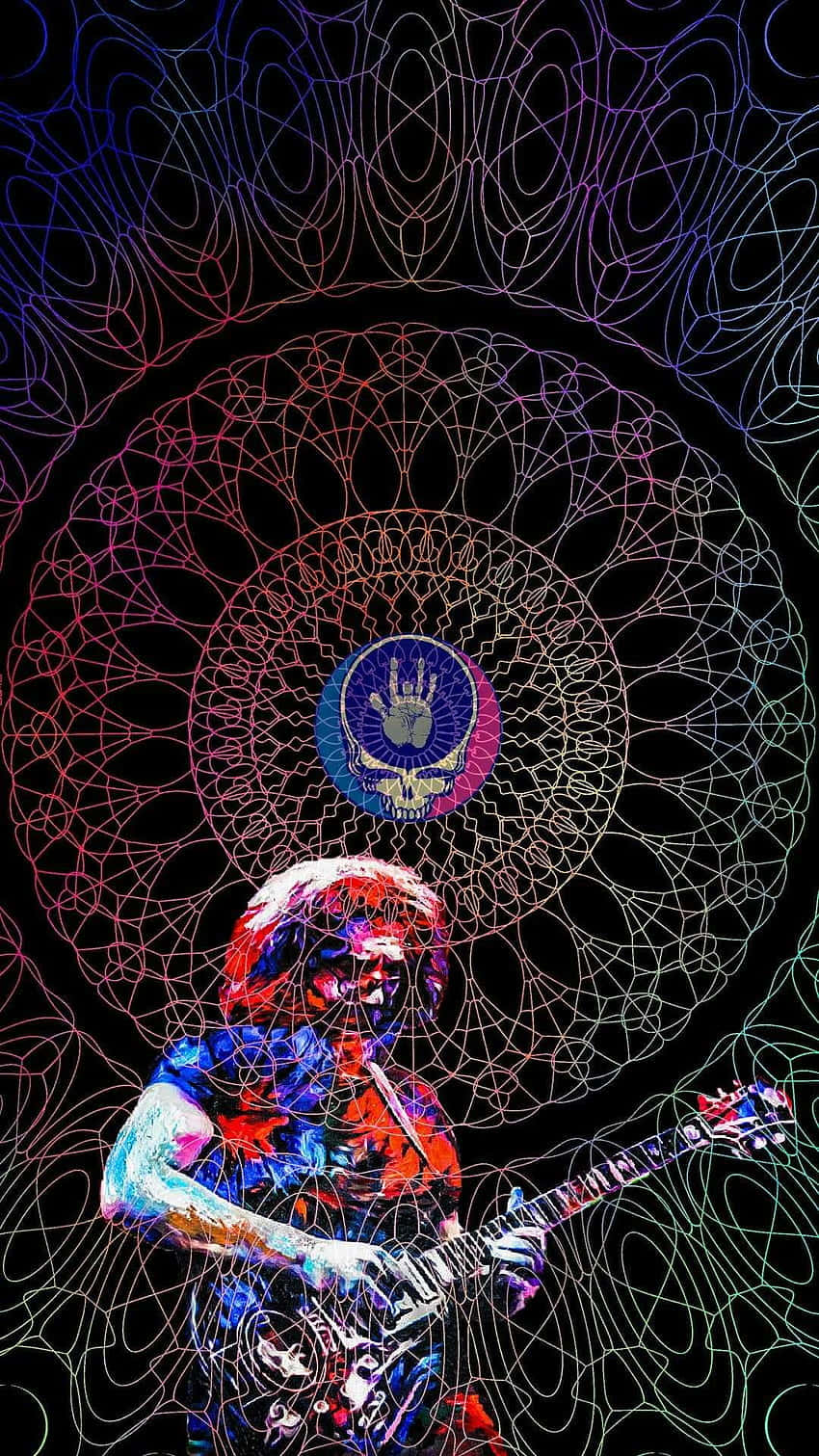 Playing Guitar Icon Of Grateful Dead Iphone Background