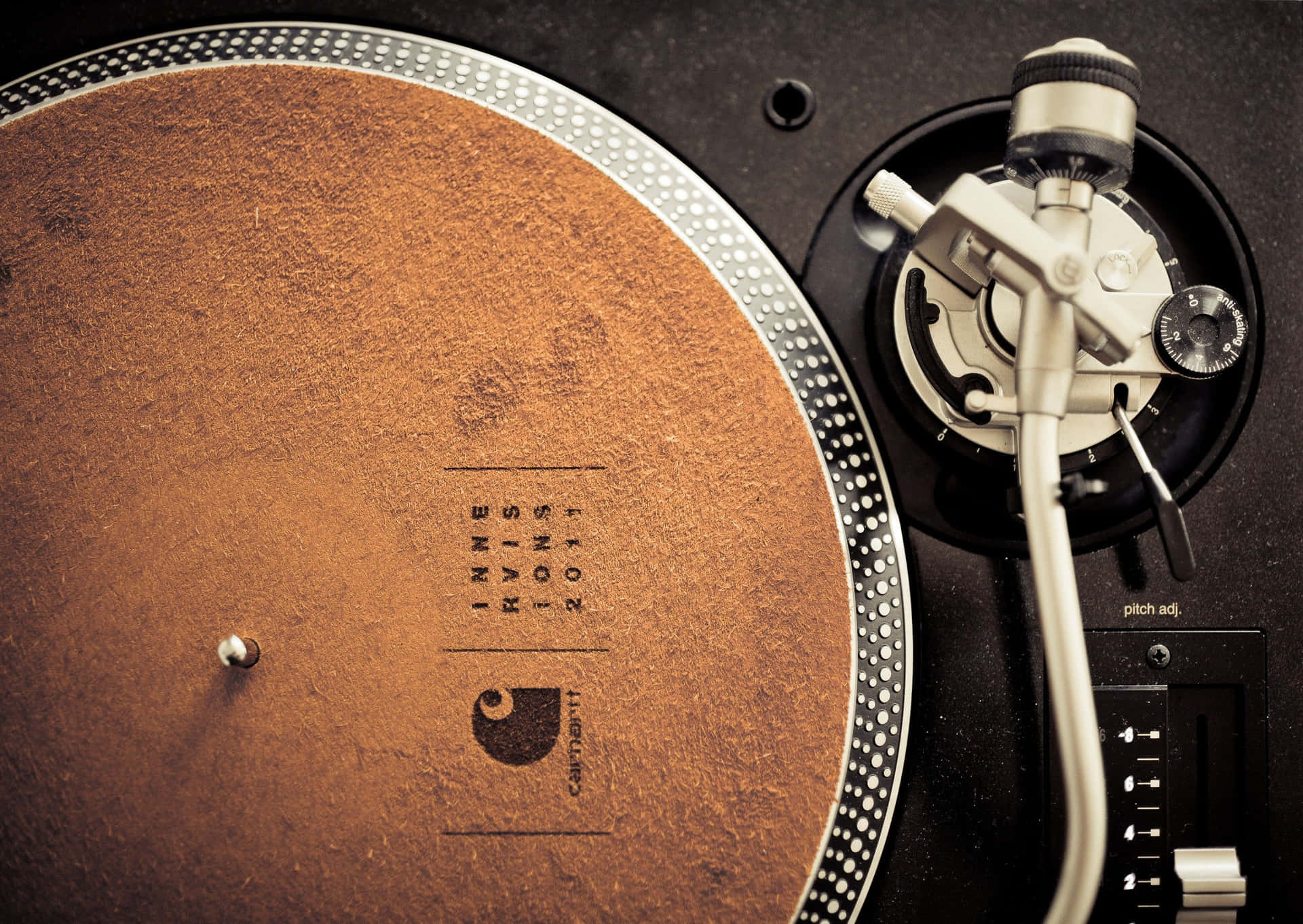 Playing Music With A Vinyl Record Background