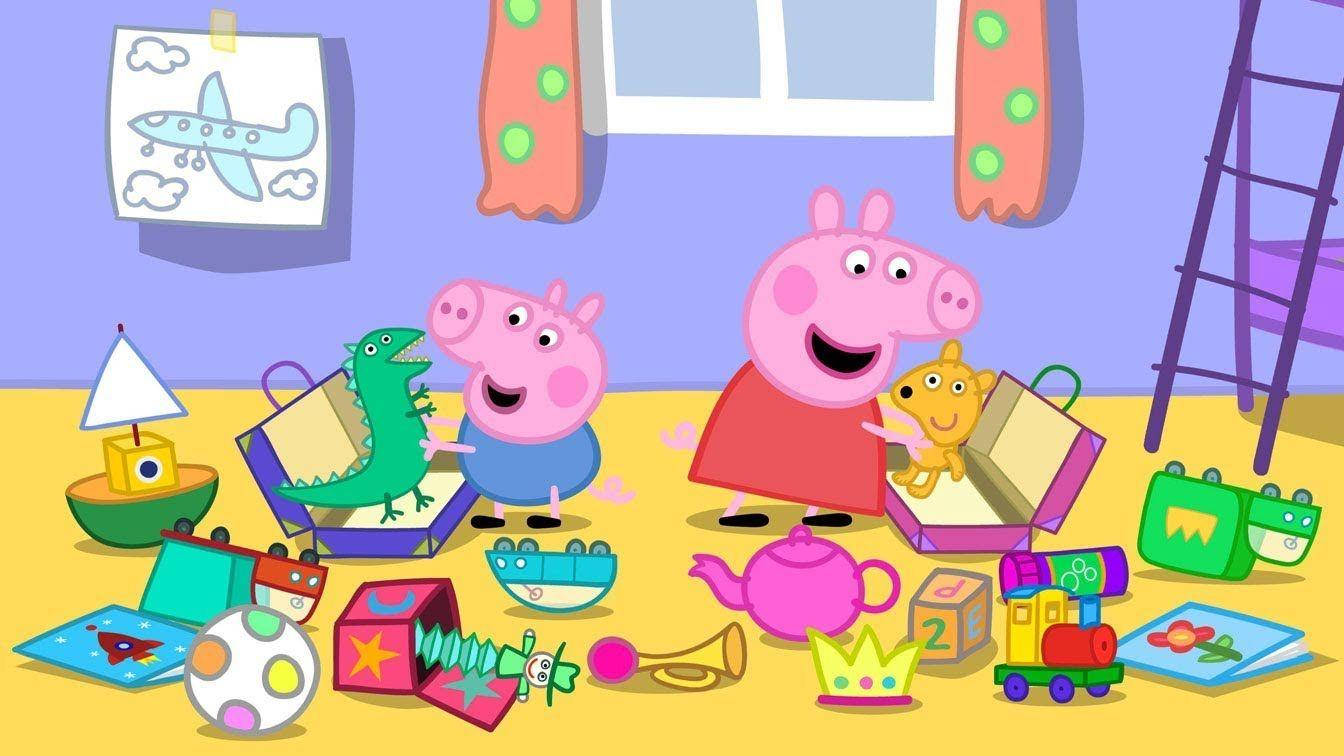 Playing Toys George And Peppa Pig Tablet Background