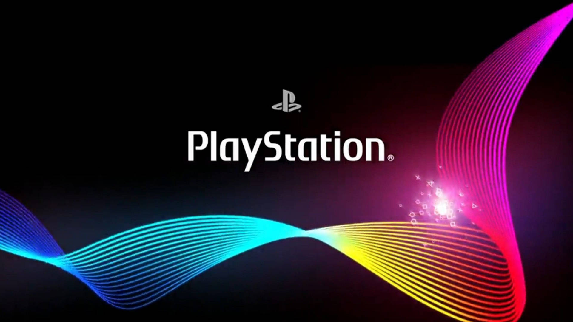 Playstation Colored Neon Waves Background