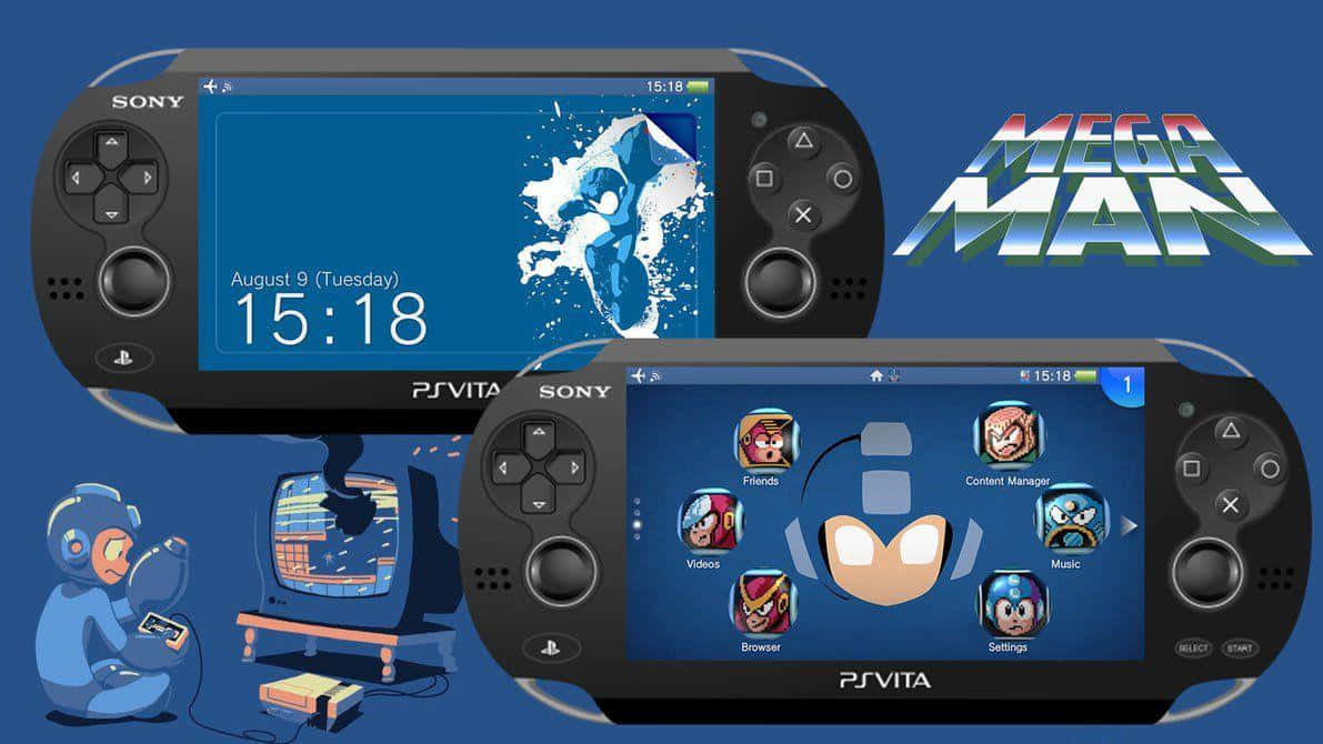 Playstation Vita Gaming Console With Vibrant Backgrounds Background
