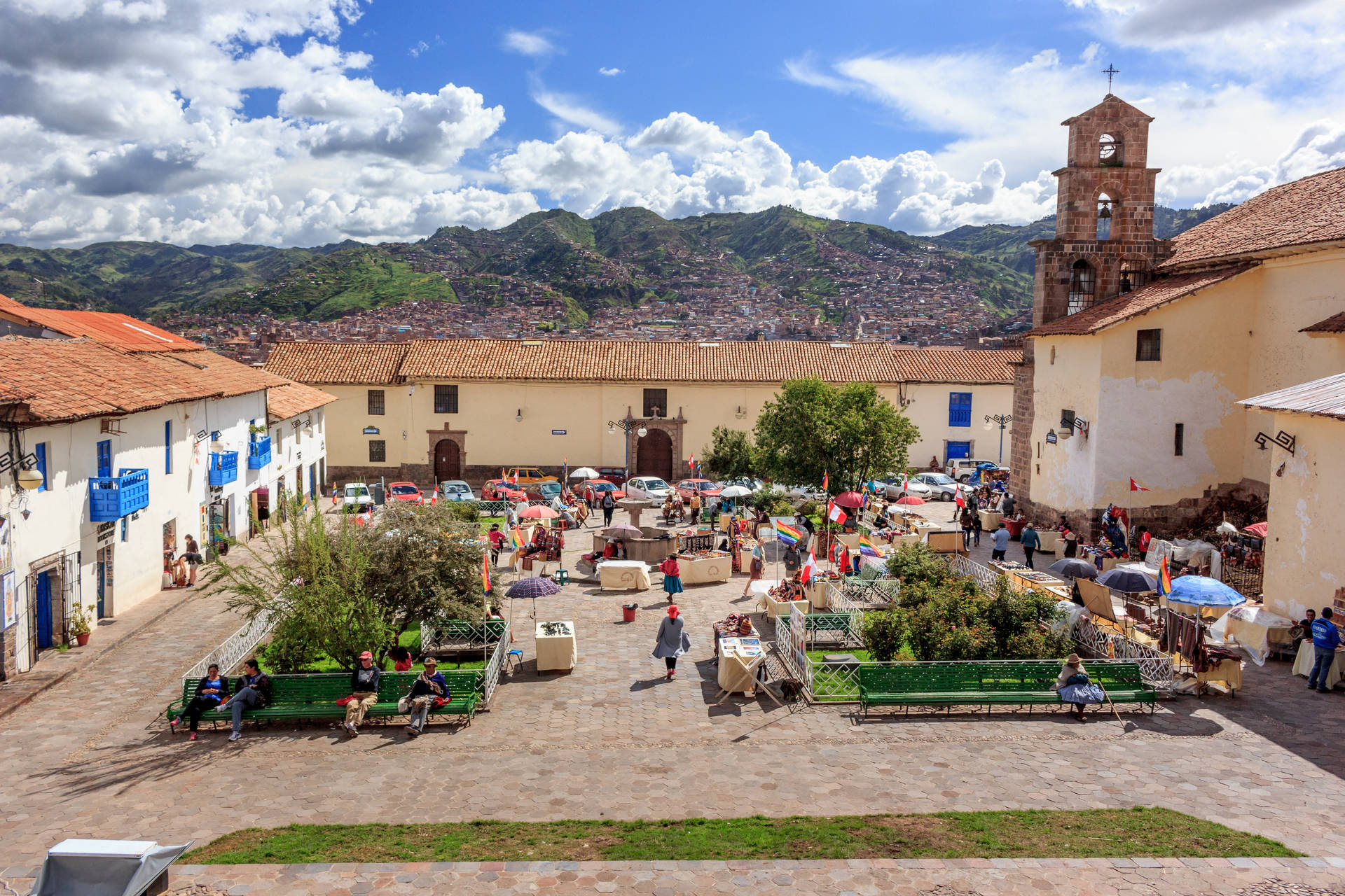 Plaza San Blas Cusco Peru With People Background