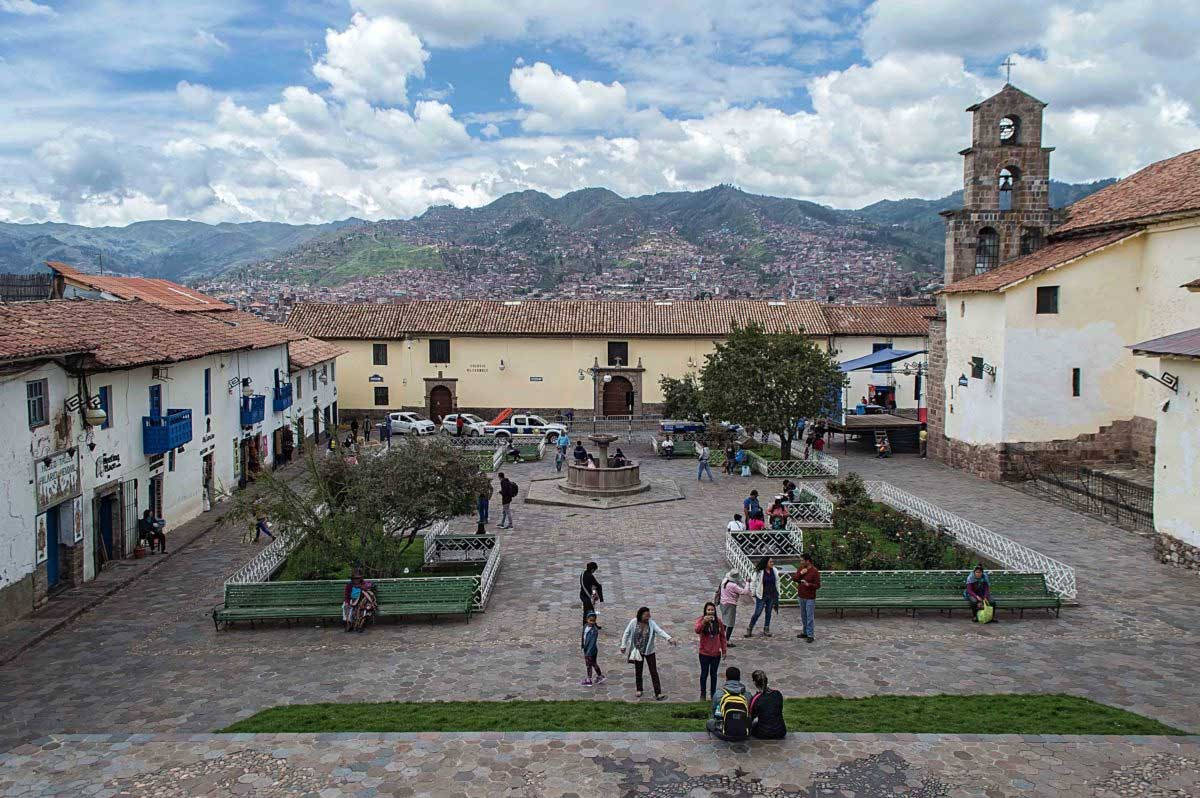 Plaza San Blas In Cusco Peru Background