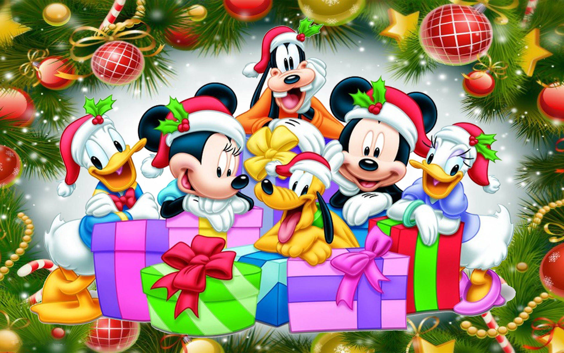 Pluto And Disney Characters Christmas Hats