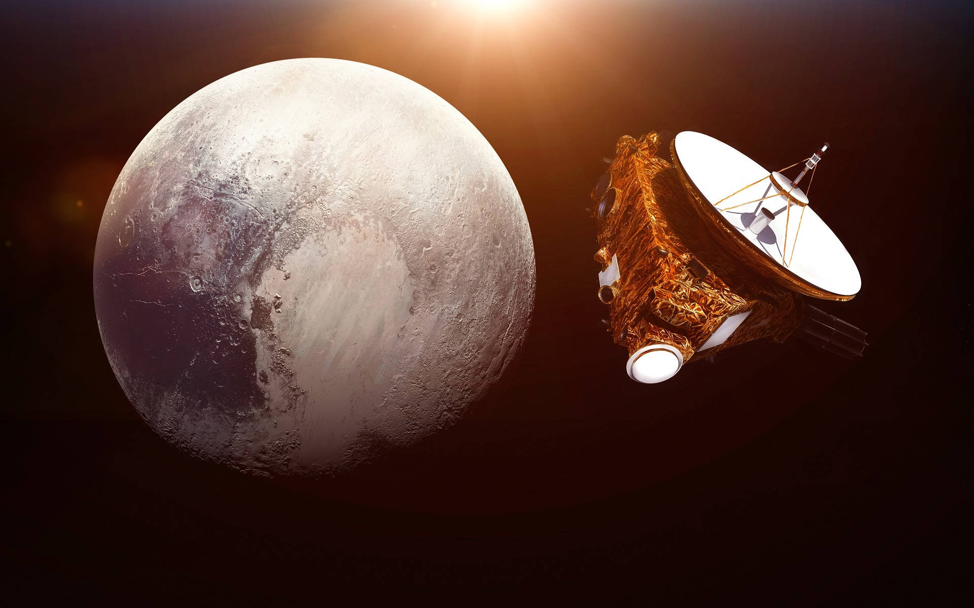 Pluto With Earth Satellite