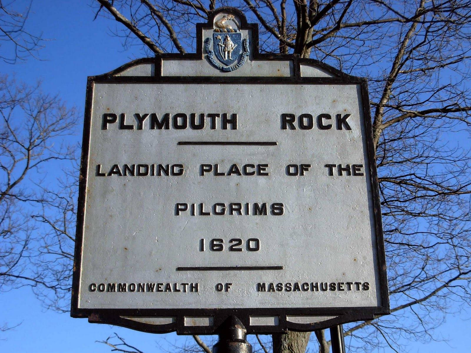 Plymouth Rock Marker Massachusetts Background