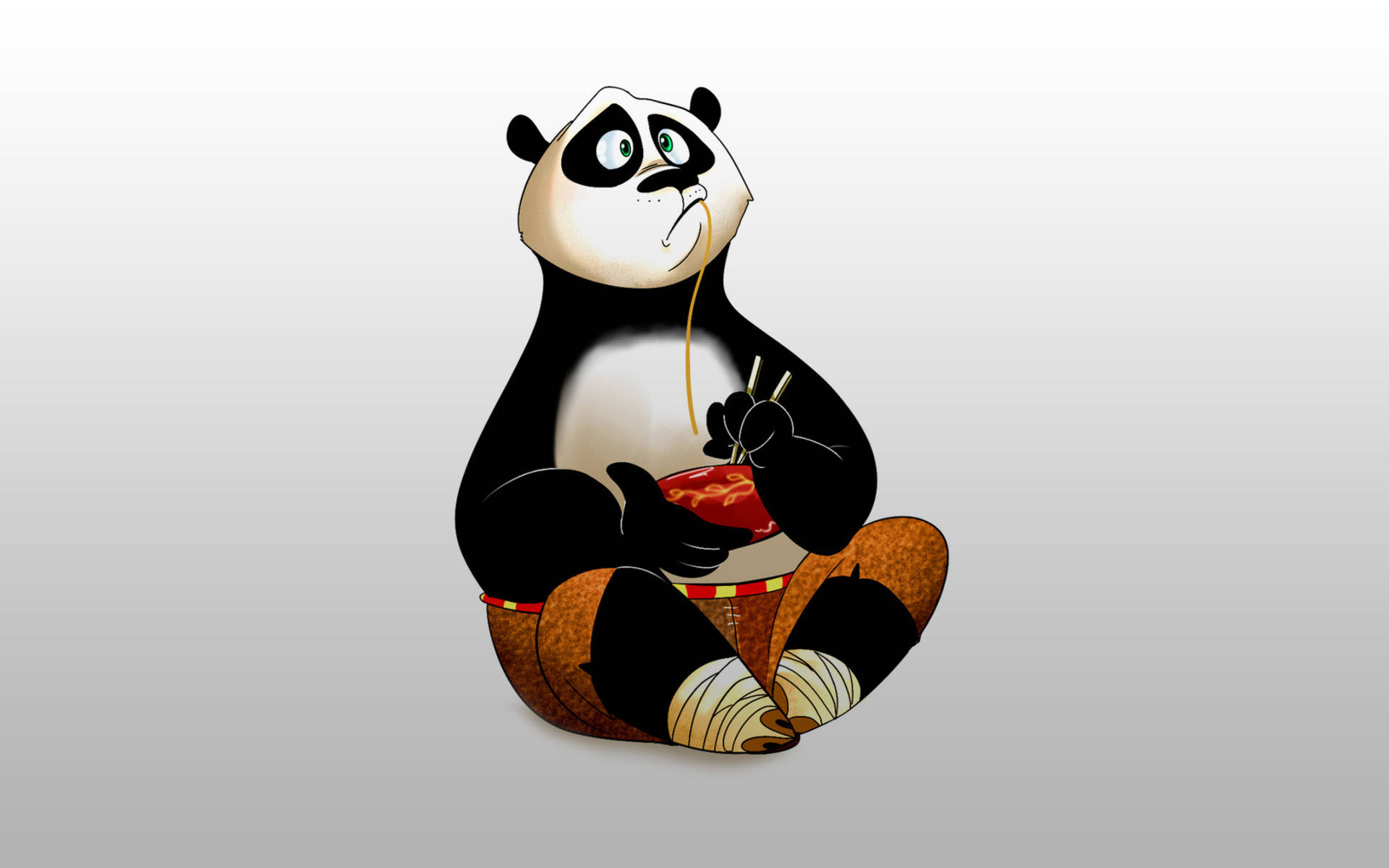 Po The Panda Enthusiastically Indulging In His Favorite Bowl Of Noodles!