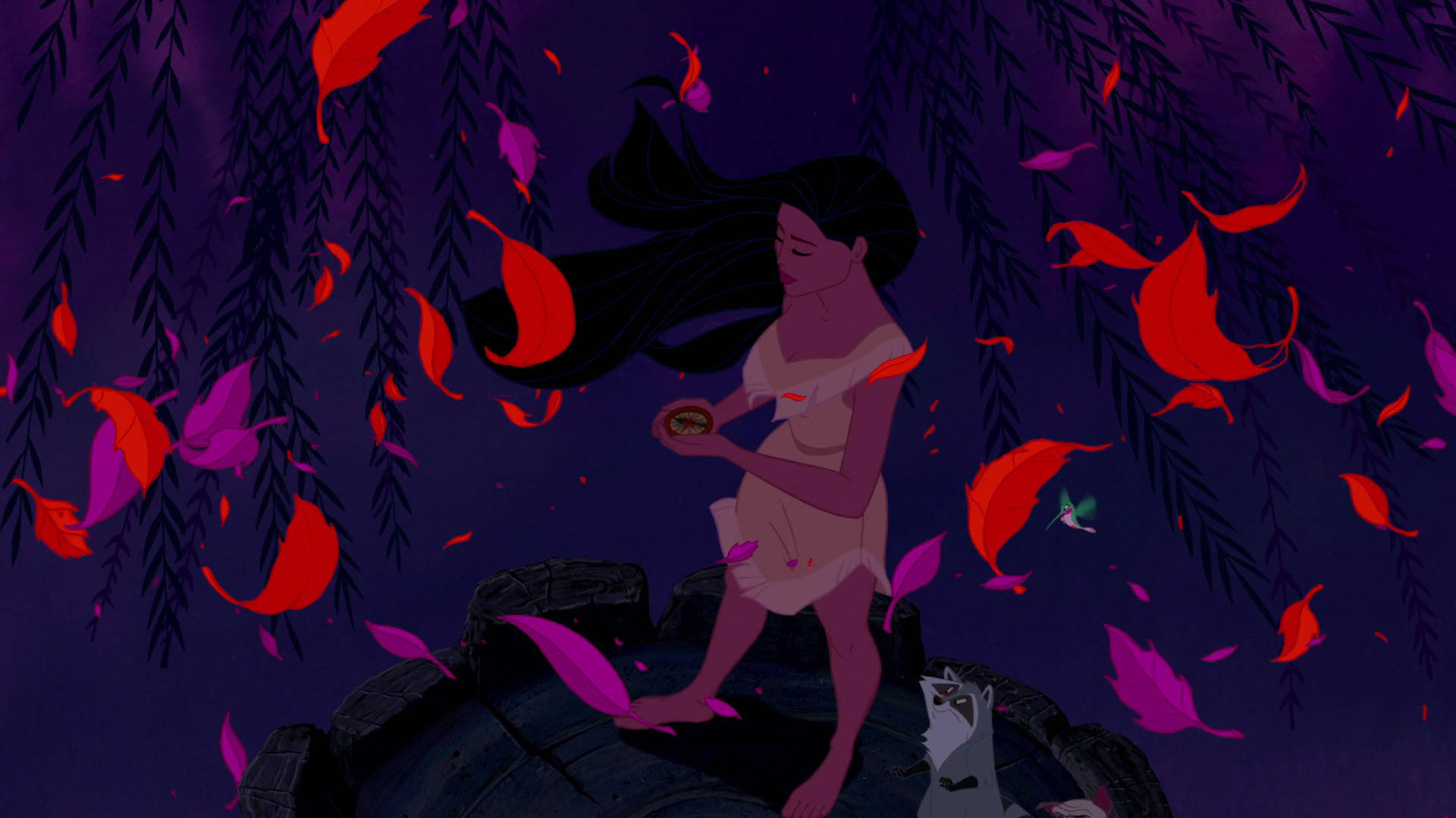 Pocahontas Holding Compass Background