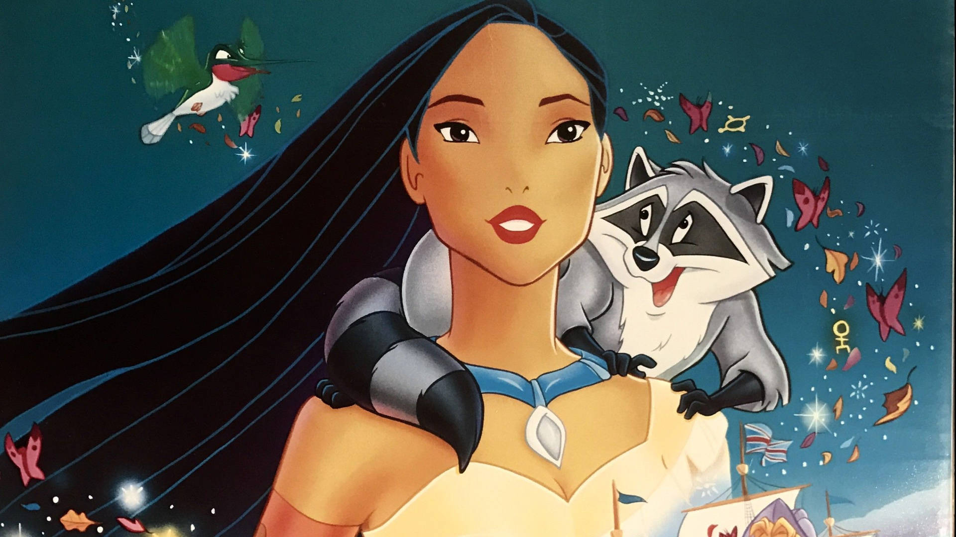Pocahontas With Meeko And Flit Background