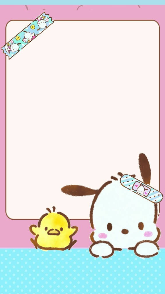 Pochacco Pink And Blue Frame Background