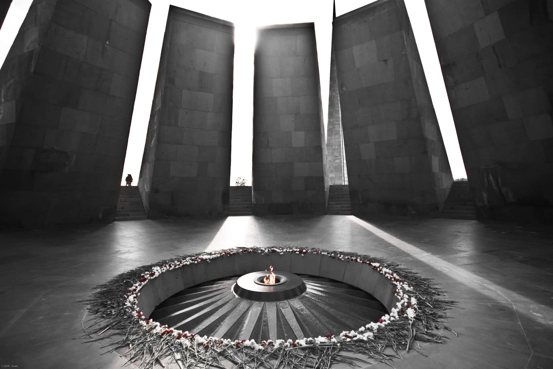 Poignant Echoes - The Armenian Genocide Memorial In Black And White Background