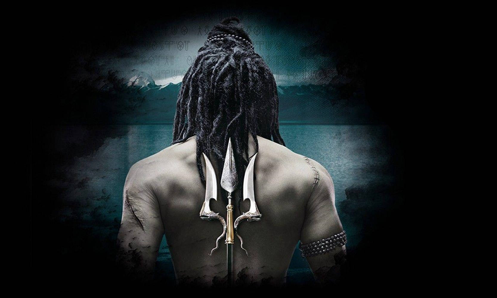 Poignant Shiva Back Trishul Background