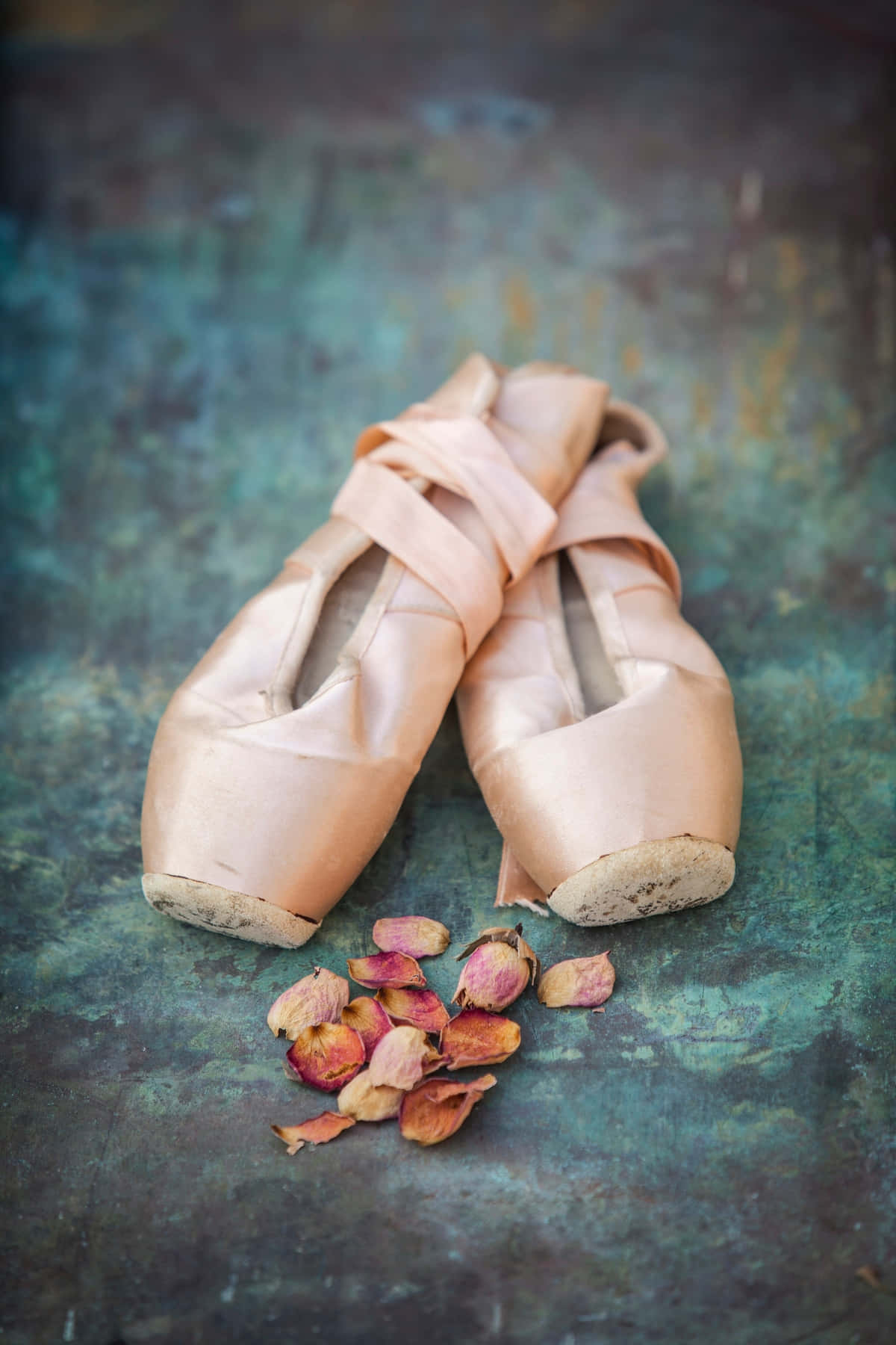 Pointe Shoes Folded Straps Background