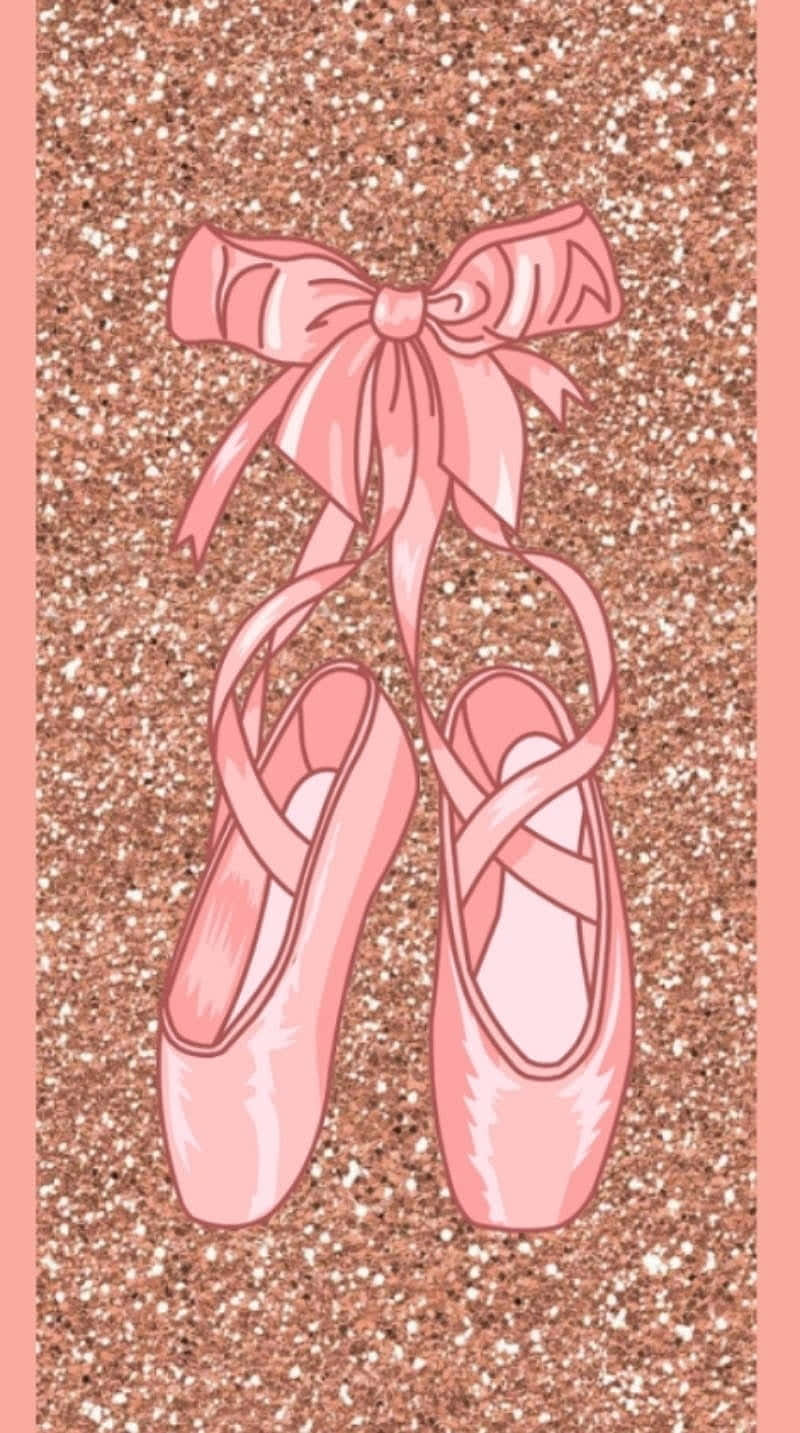 Pointe Shoes Pink Ribbon Background