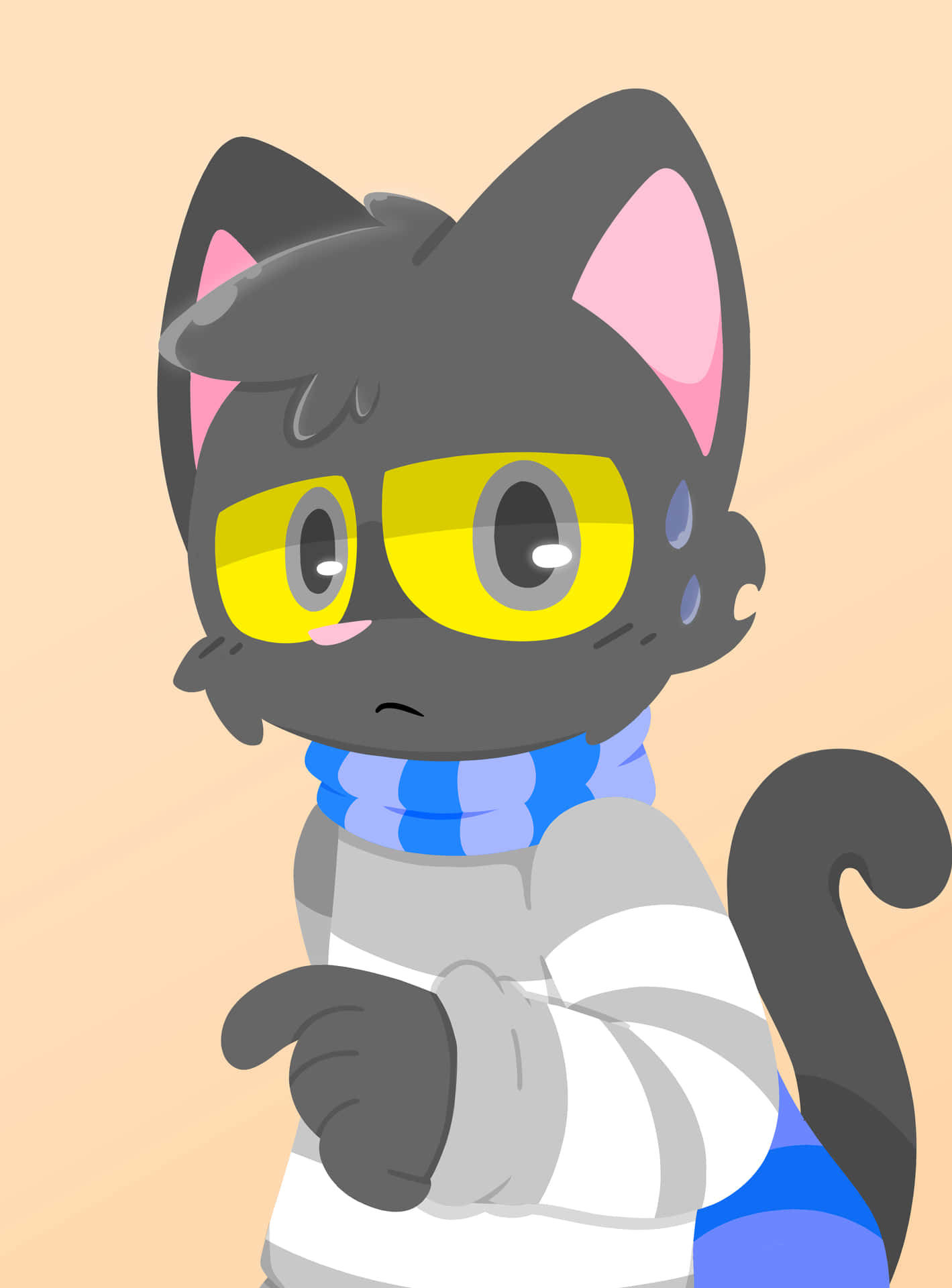Pointing Cartoon Cute Cat Pfp Background