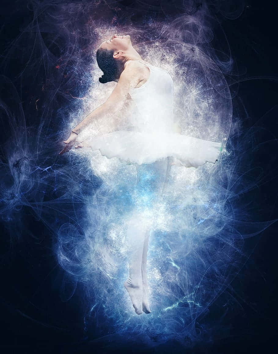 Poised Ballerina Girl Smoke Art Background