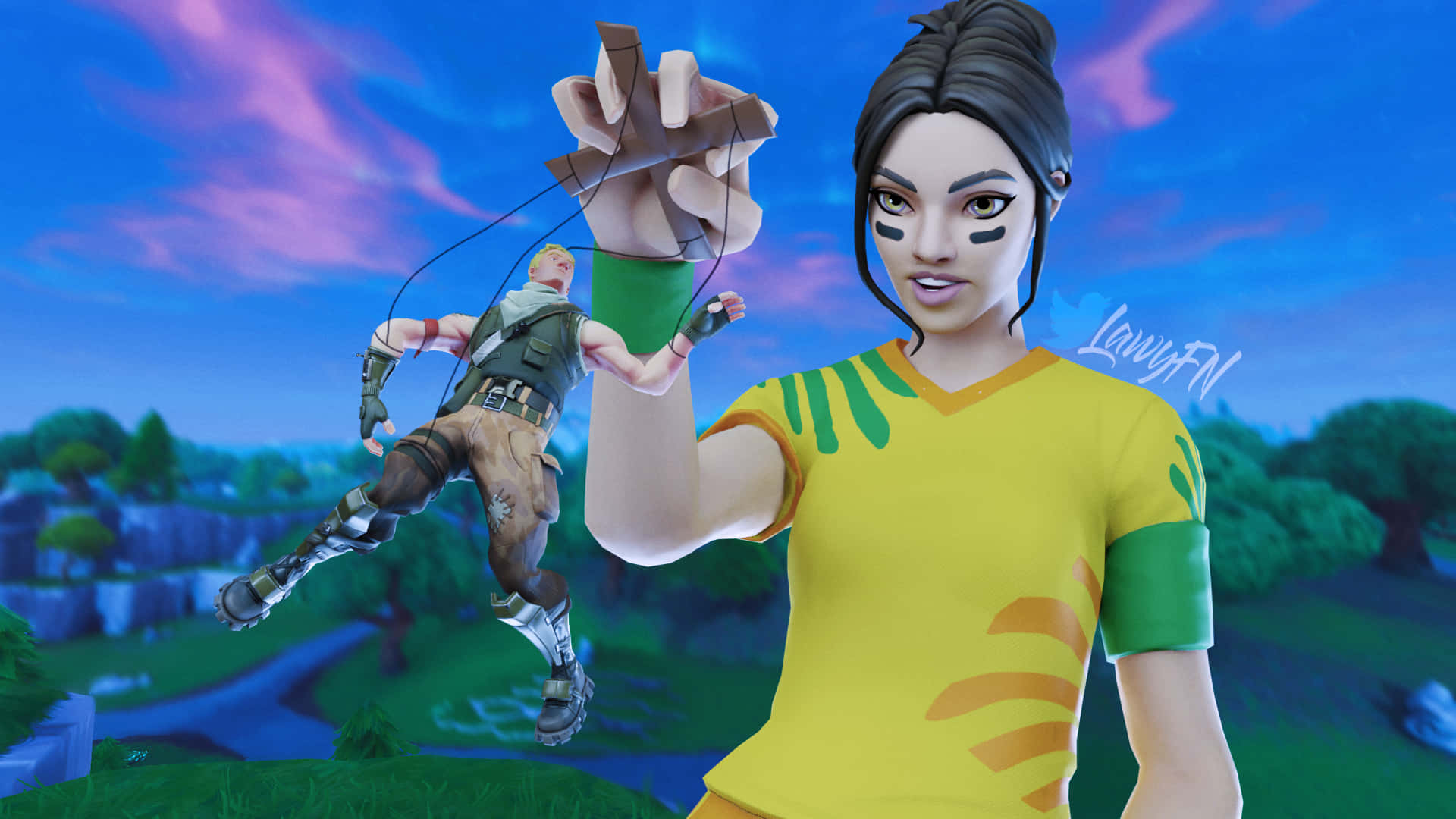 Poised Fortnite Lady Puppet Background