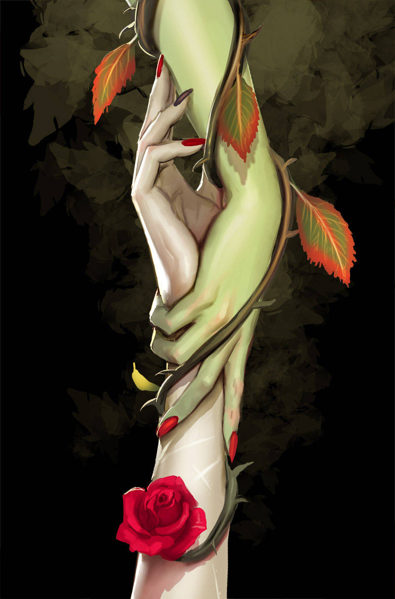 Poison Ivy Reaching Harley Quinn Phone Background