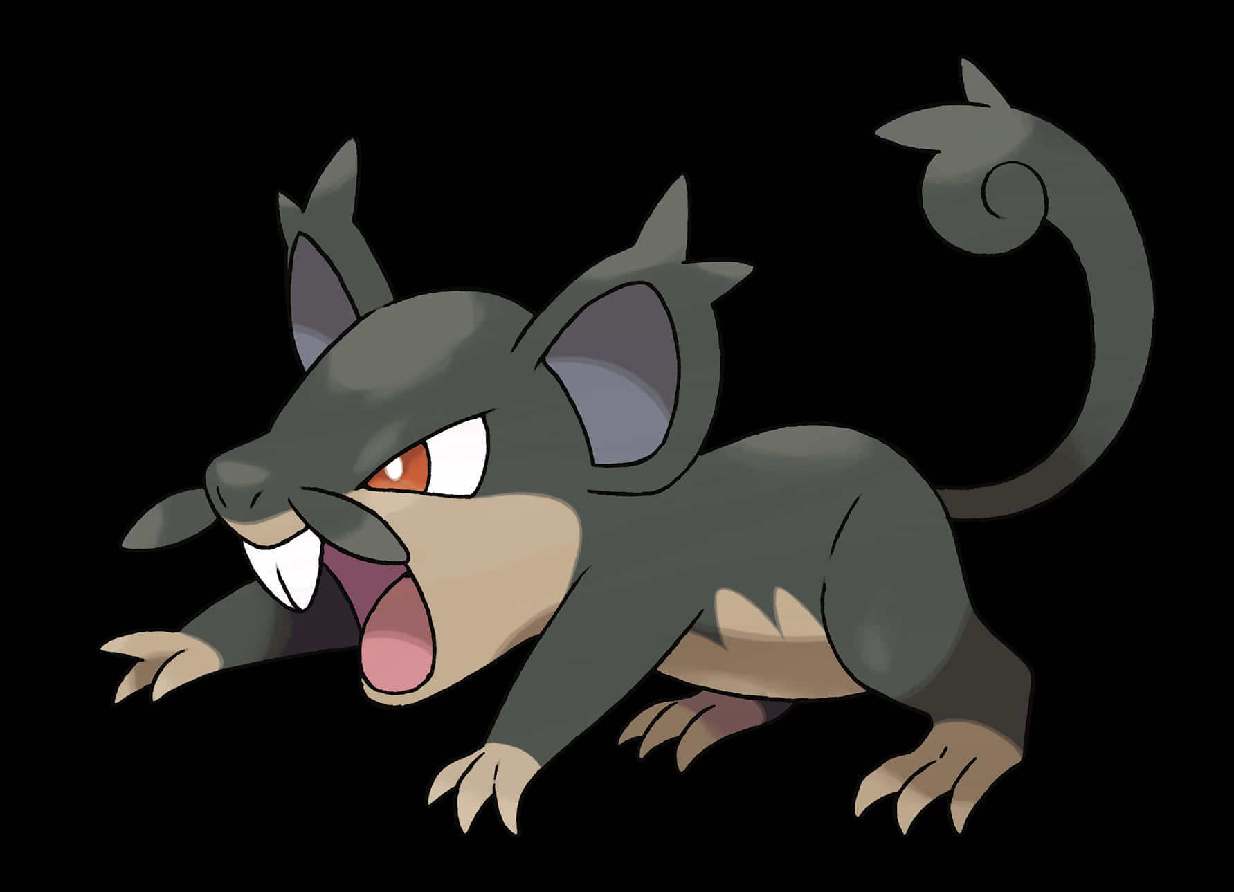 Pokemon Alolan Rattata Gray Fur In A White Background