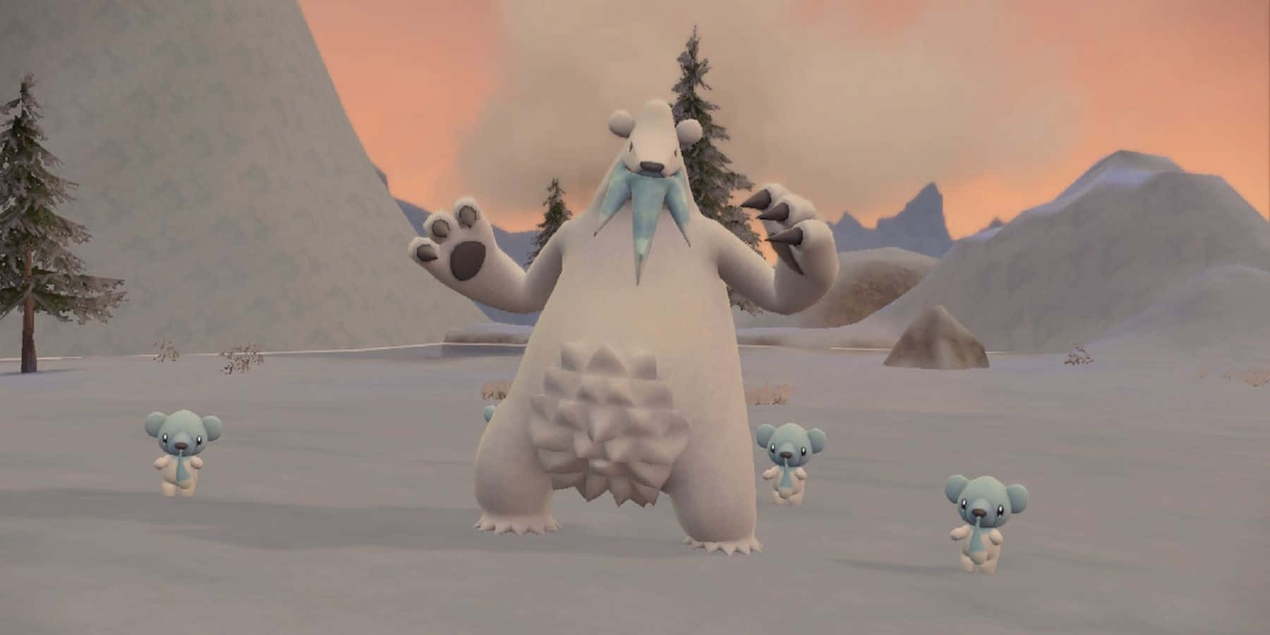 Pokémon Beartic With Cubchoo Background