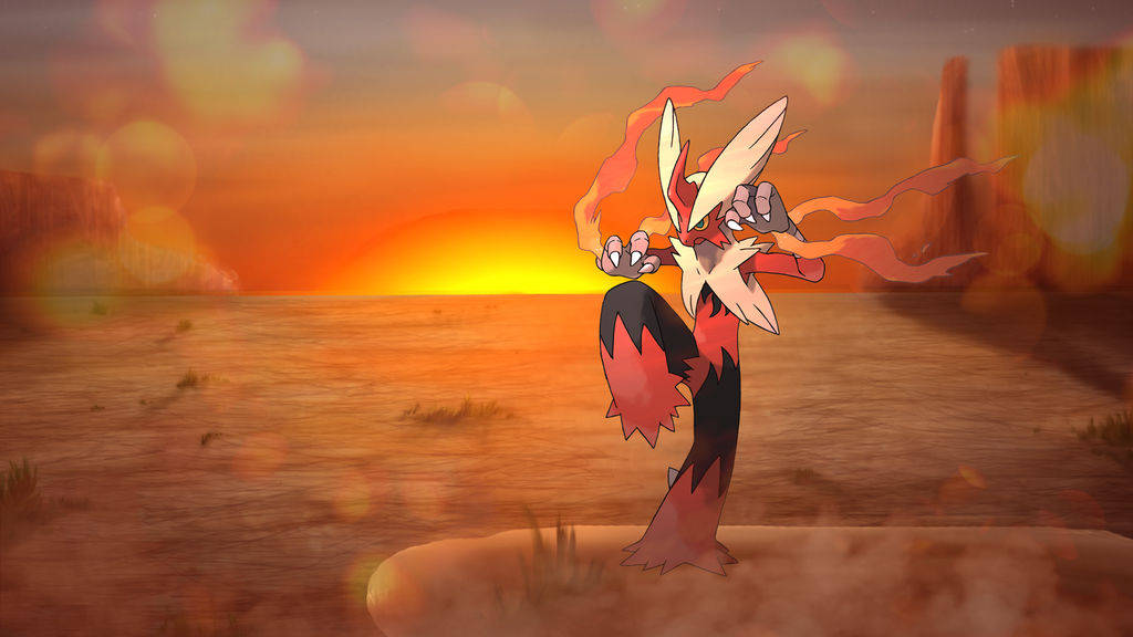 Pokemon Blaziken Bright Sunset Background