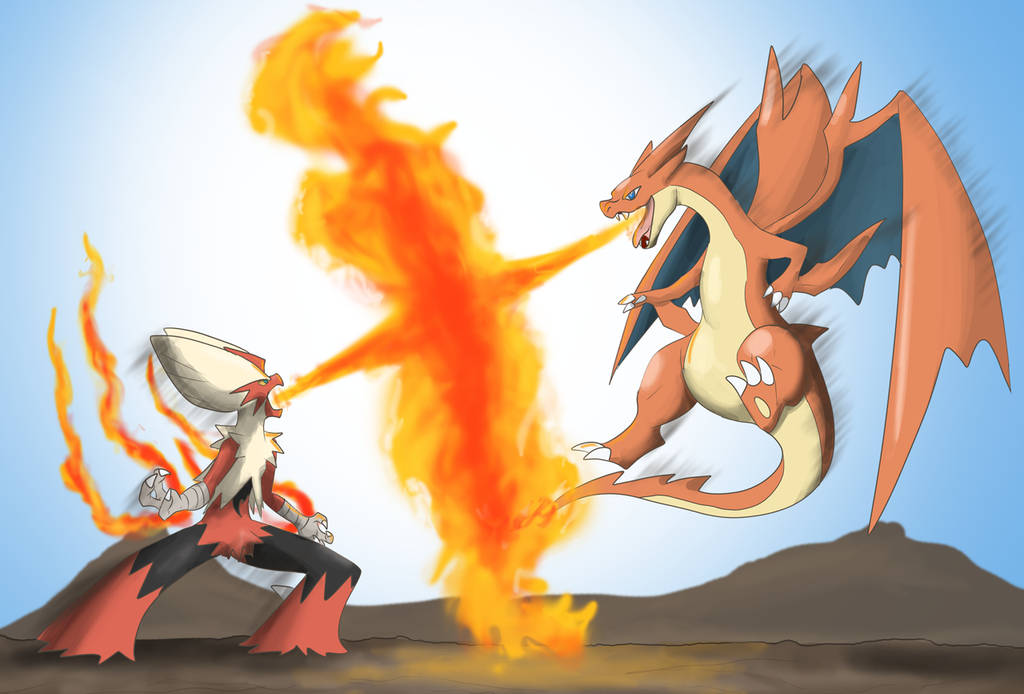 Pokemon Blaziken Charizard Fire Fight Background