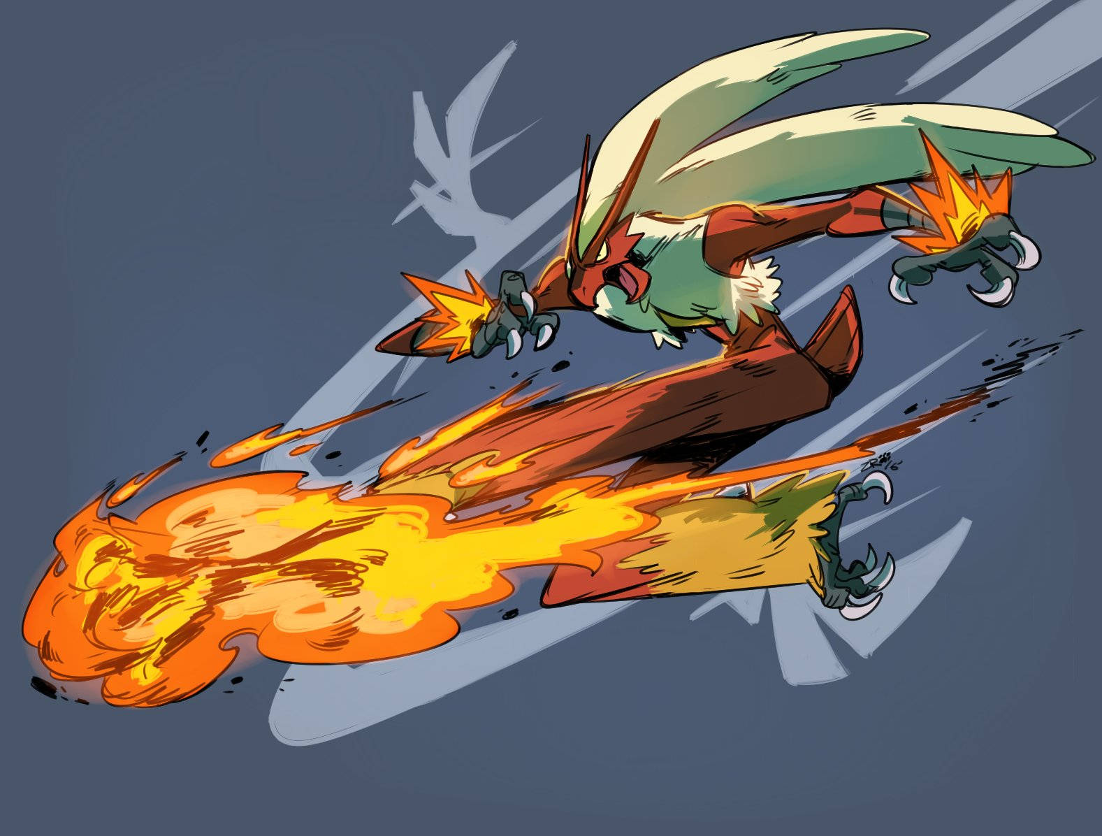 Pokemon Blaziken Powerful Blaze Kick Background