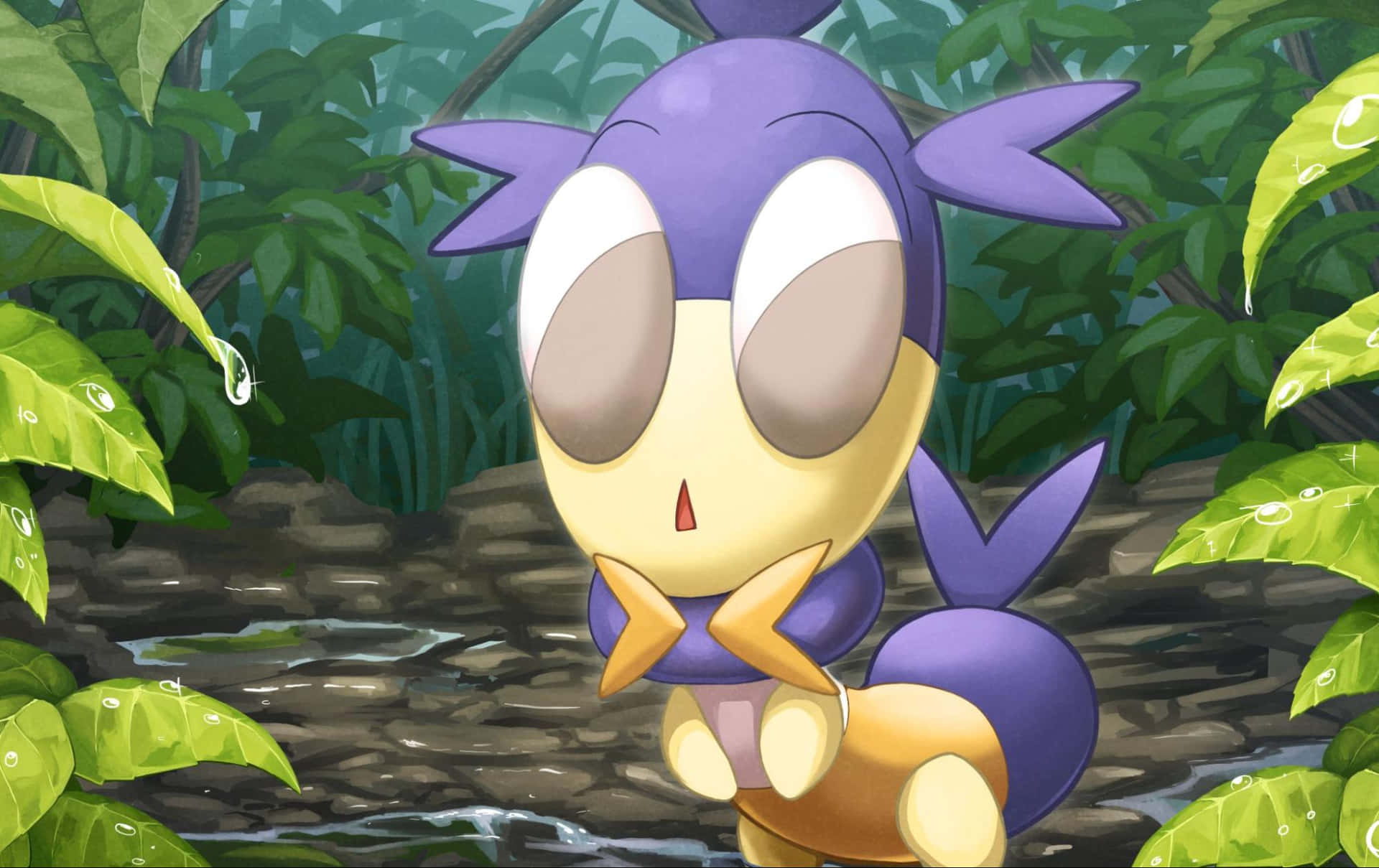 Pokémon Blipbug In Rocky Lake Background