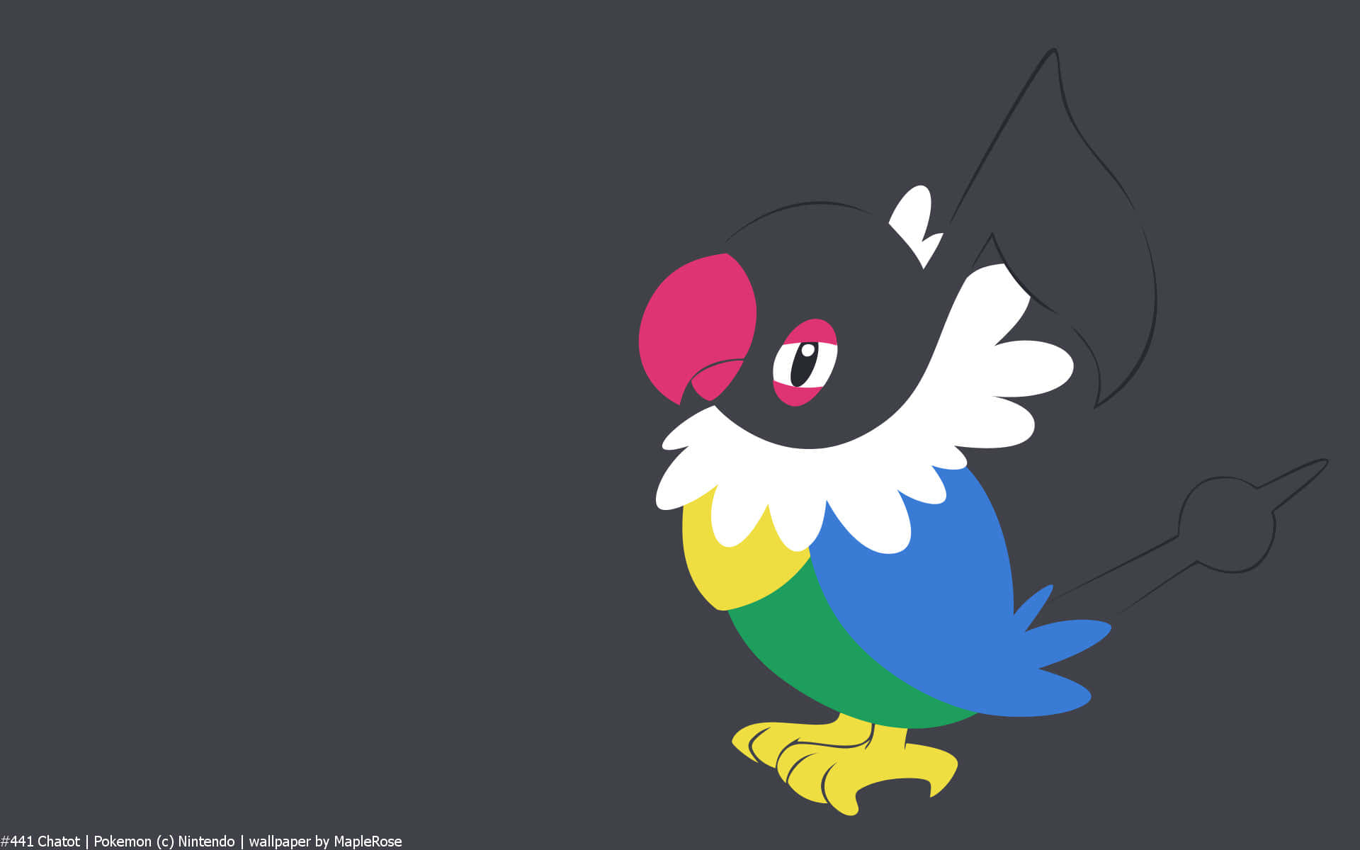 Pokémon Chatot In Black Background