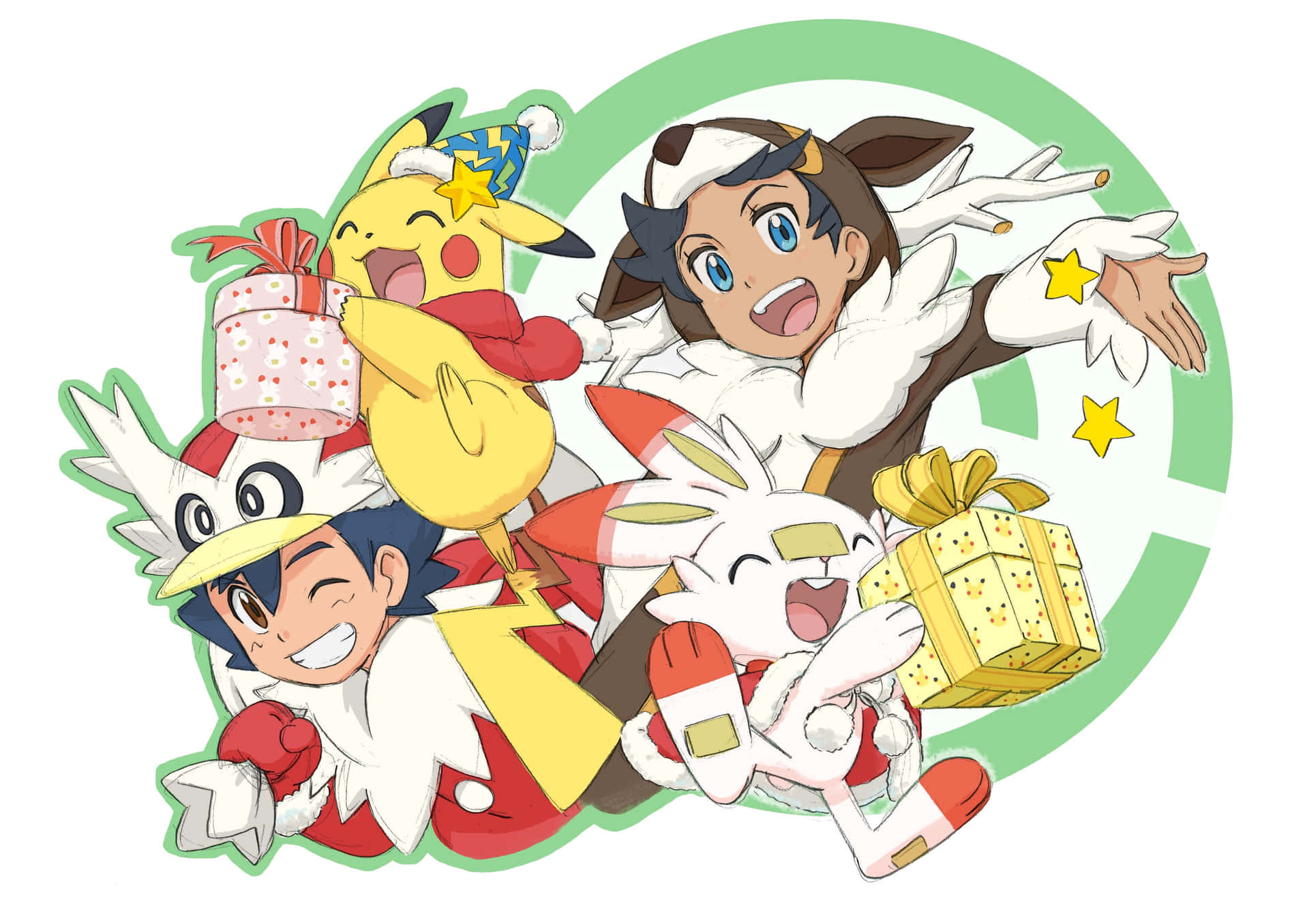 Pokémon Christmas Pikachu And Trainer With Gifts