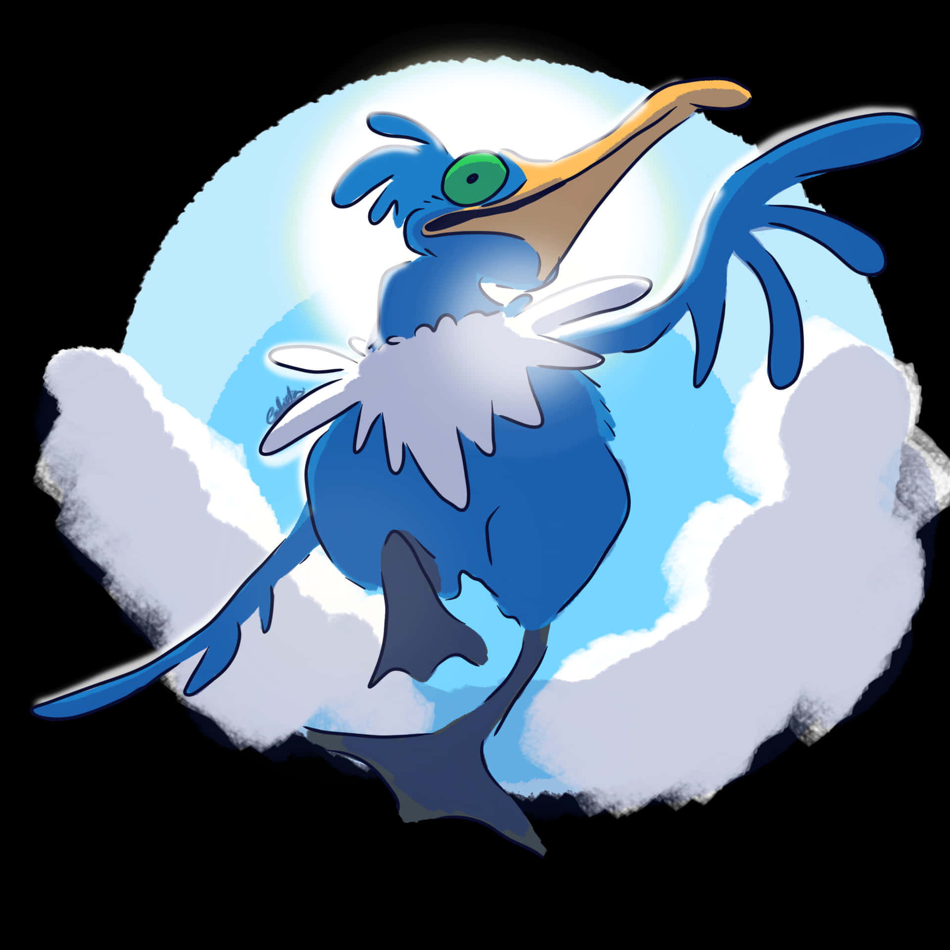 Pokémon Cramorant Flying To Moon