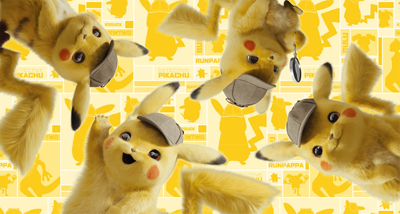 Pokemon Detective Pikachu Movie Poster Different Poses Background