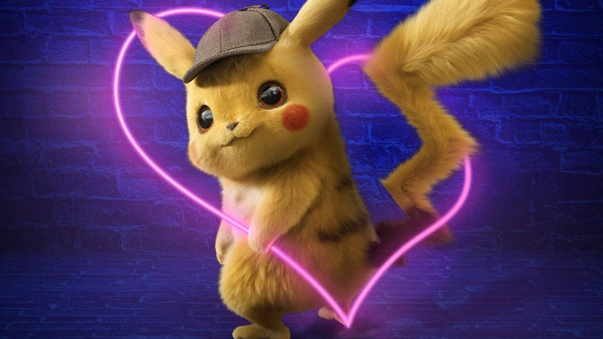 Pokemon Detective Pikachu Neon Heart Background