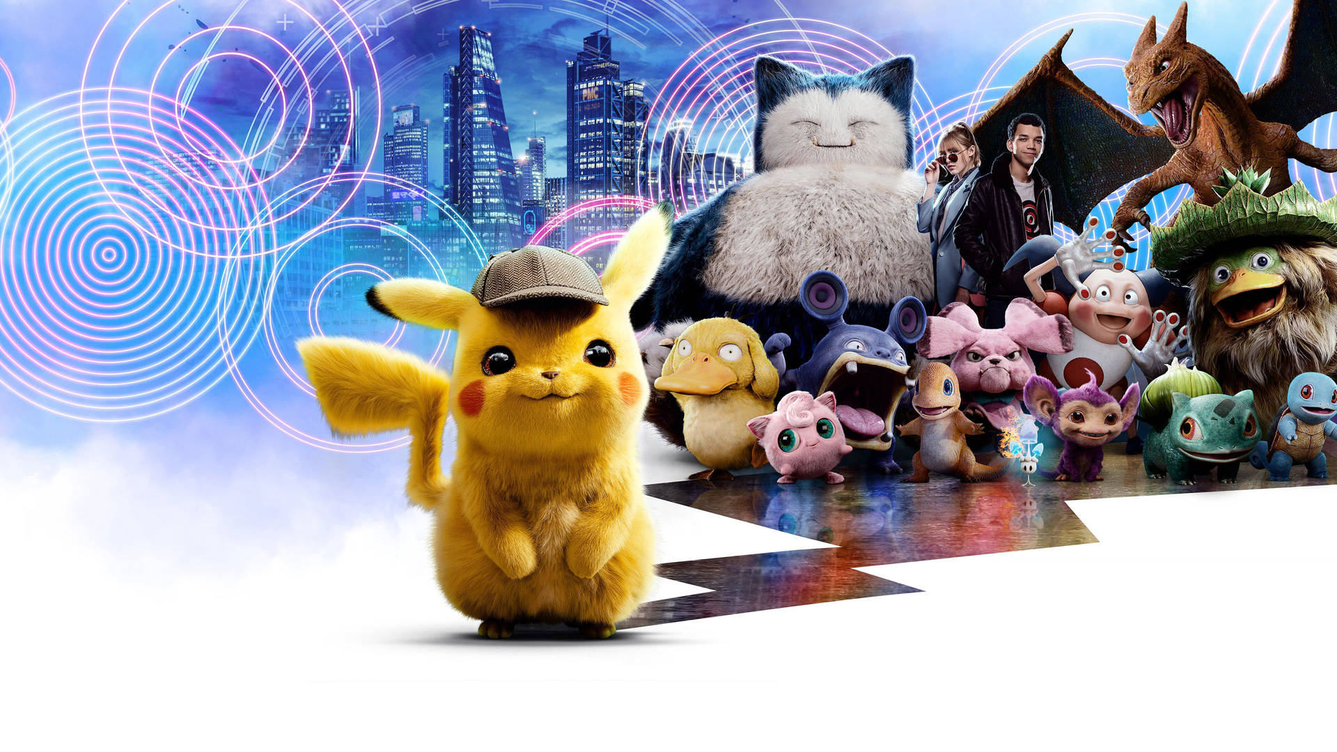 Pokémon Detective Pikachu's Cast Poster Background