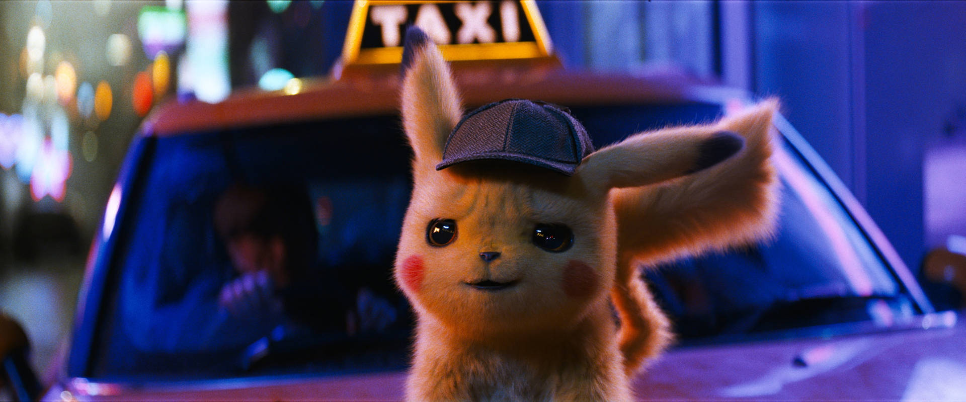 Pokemon Detective Pikachu Smirking Taxi Background